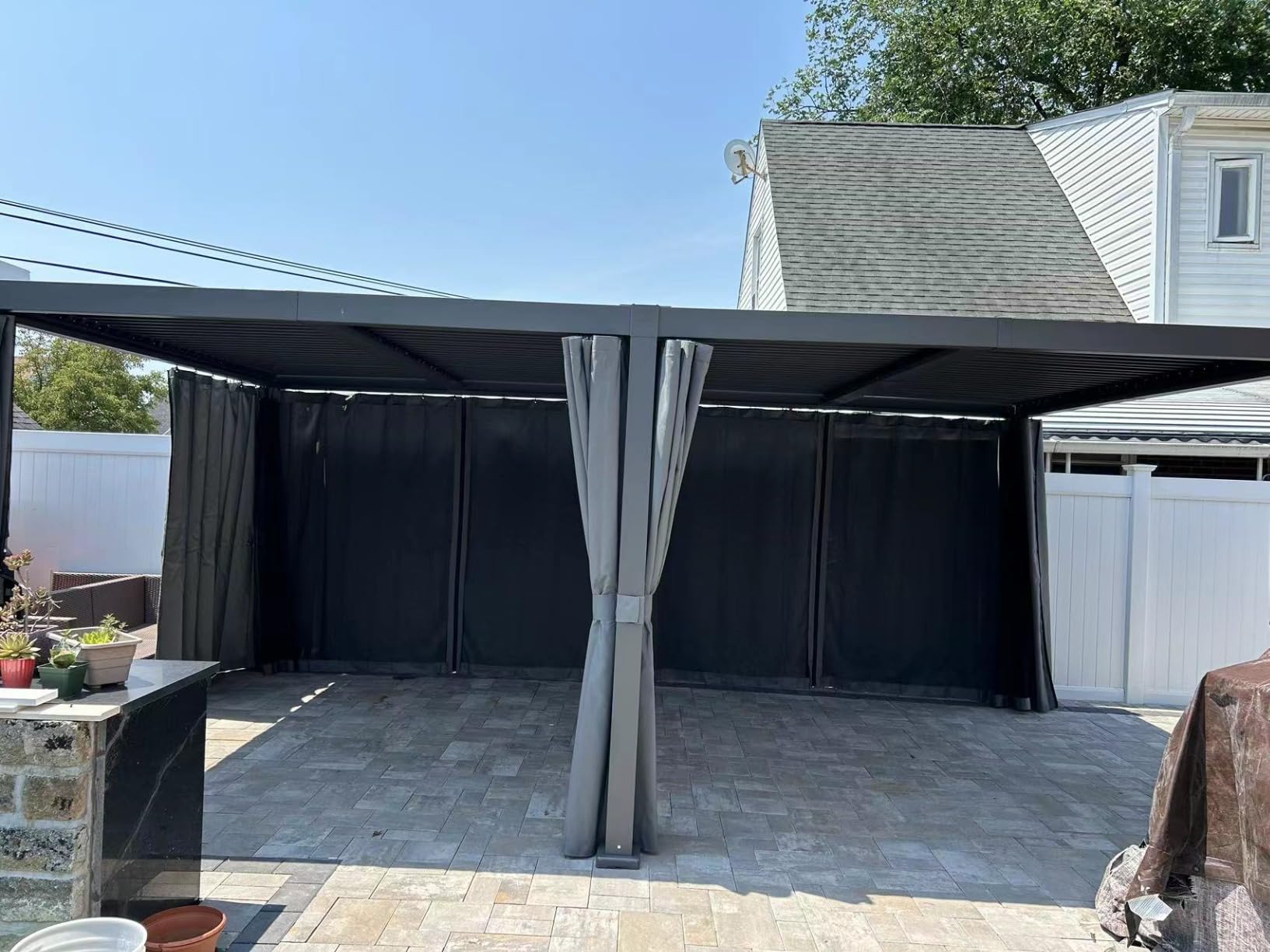 Aoxun Louvered Pergola 12x20 All-Aluminum, Waterproof Curtains and Netting customer photo 1