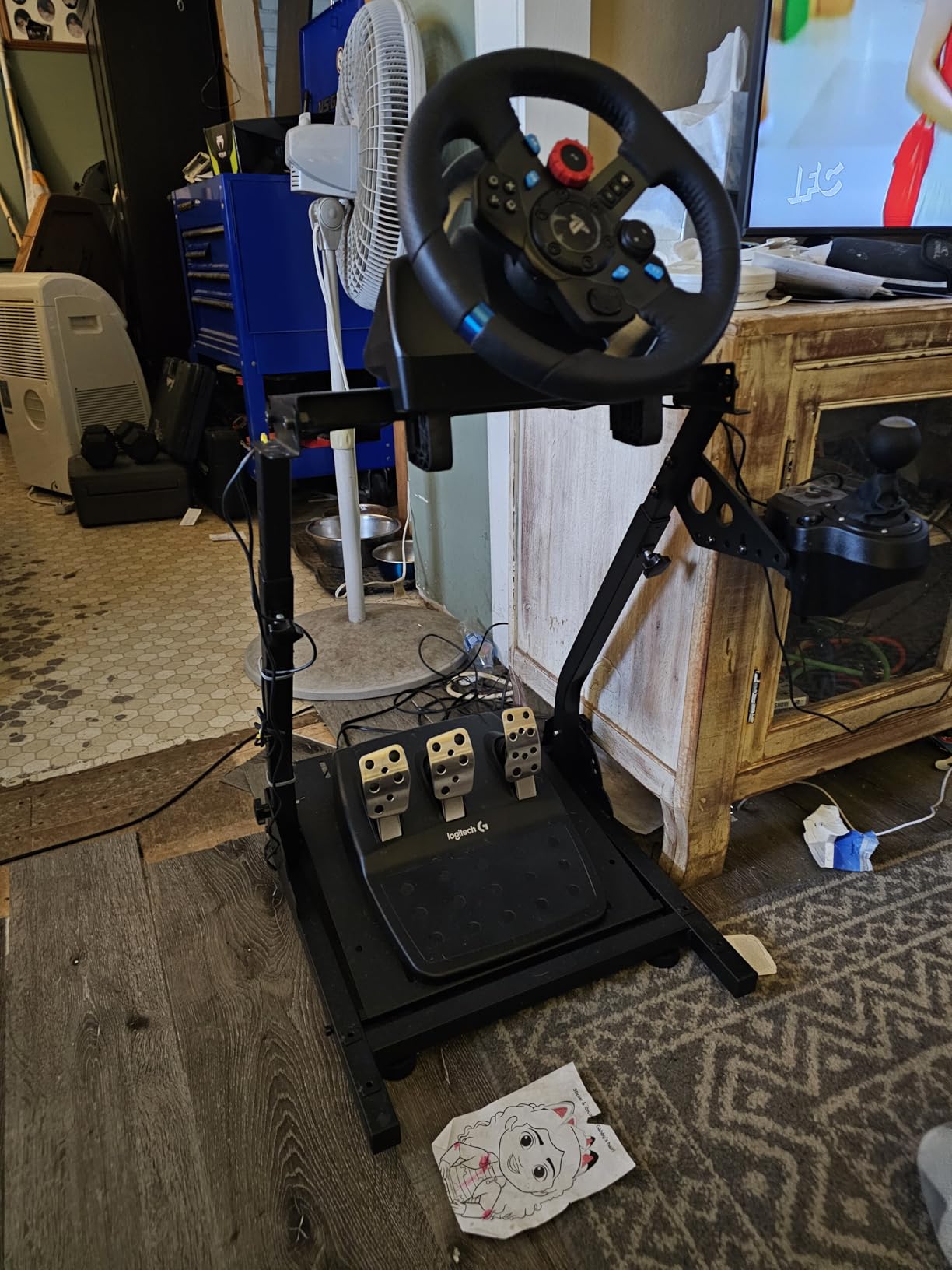 Grefinity Racing Wheel Stand, Height Adjustable Steering Wheel Stand | Racing Simulator Cockpit for Logitech G920 G29 G923 G27 G25, Thrustmaster T300RS TX F458 T500RS T150 Xbox PS4 PS5 PC customer photo 1