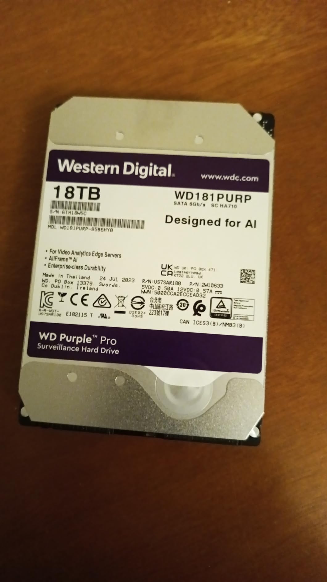 Western Digital 8TB WD Purple Pro Surveillance Internal Hard Drive HDD - SATA 6 Gb/s, 256 MB Cache, 3.5