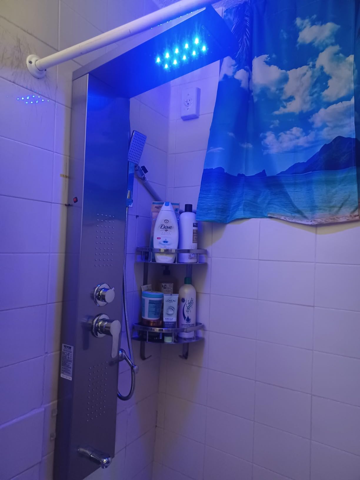 VEVOR Shower Panel Tower System, 6 Shower Modes, LED & Display Shower Panel, Rainfall, Waterfall, 4 Body Massage Jets, Tub Spout, Handheld Shower Head 59
