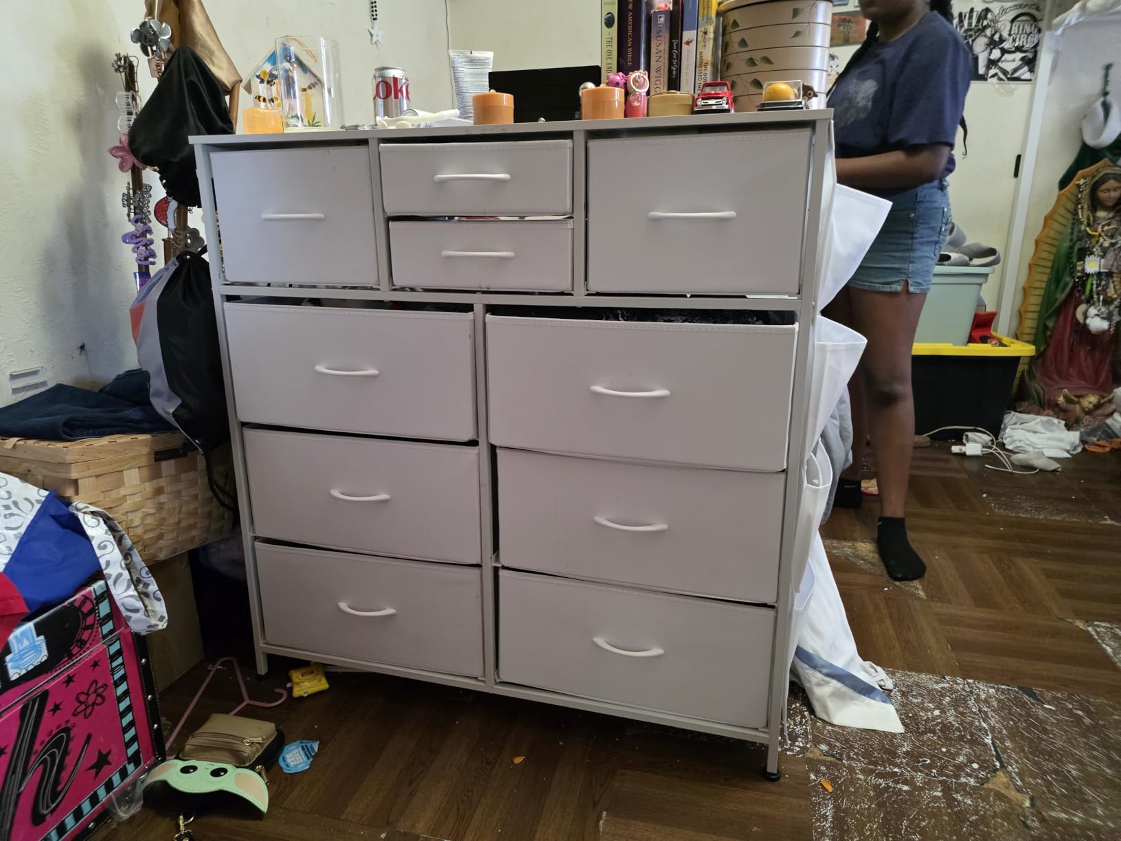 WLIVE 10 Drawer White Fabric Dresser for Bedroom, Side Pockets Chest customer photo 1