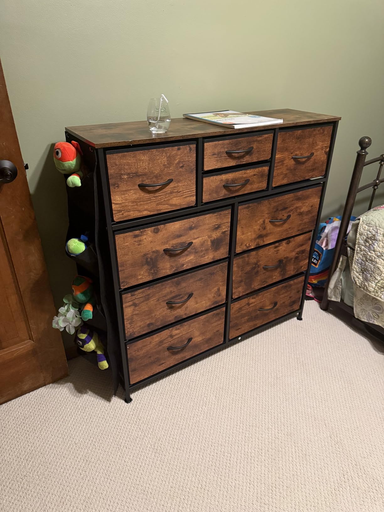 WLIVE 10 Drawer White Fabric Dresser for Bedroom, Side Pockets Chest customer photo 2