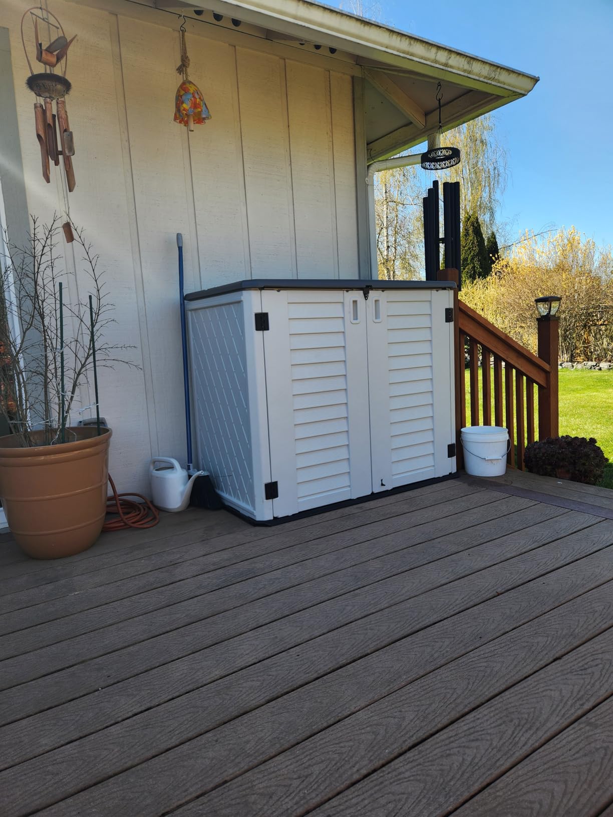 Mrosaa Outdoor Storage Cabinet Waterproof,Resin Vertical Storage Shed Lockable, 66 Cubic Feet Outdoor Storage Box for Garden/Backyard/Home/Pool customer photo 2