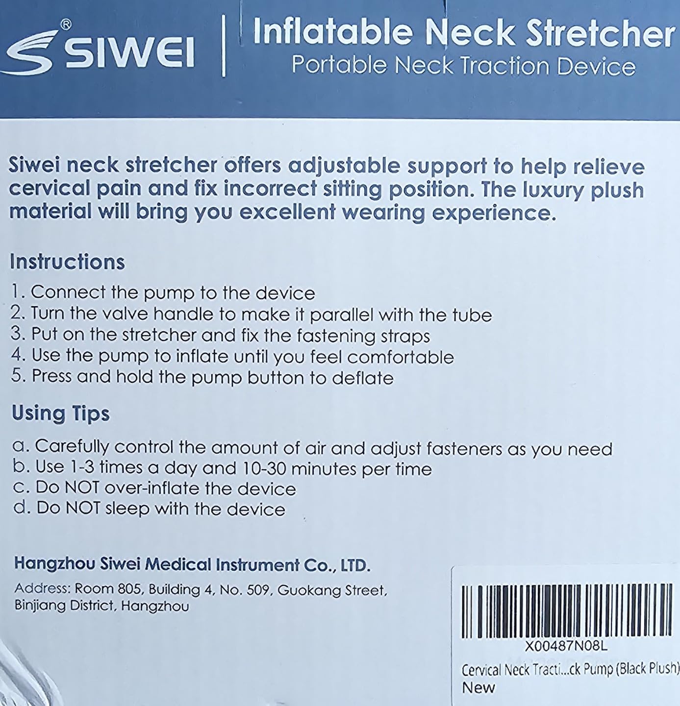 Cervical Neck Traction Device for Neck Pain Relief - Inflatable Neck Stretcher Collar for Decompression - Best Home Use Neck Brace Pump (Black Plush) customer photo 1