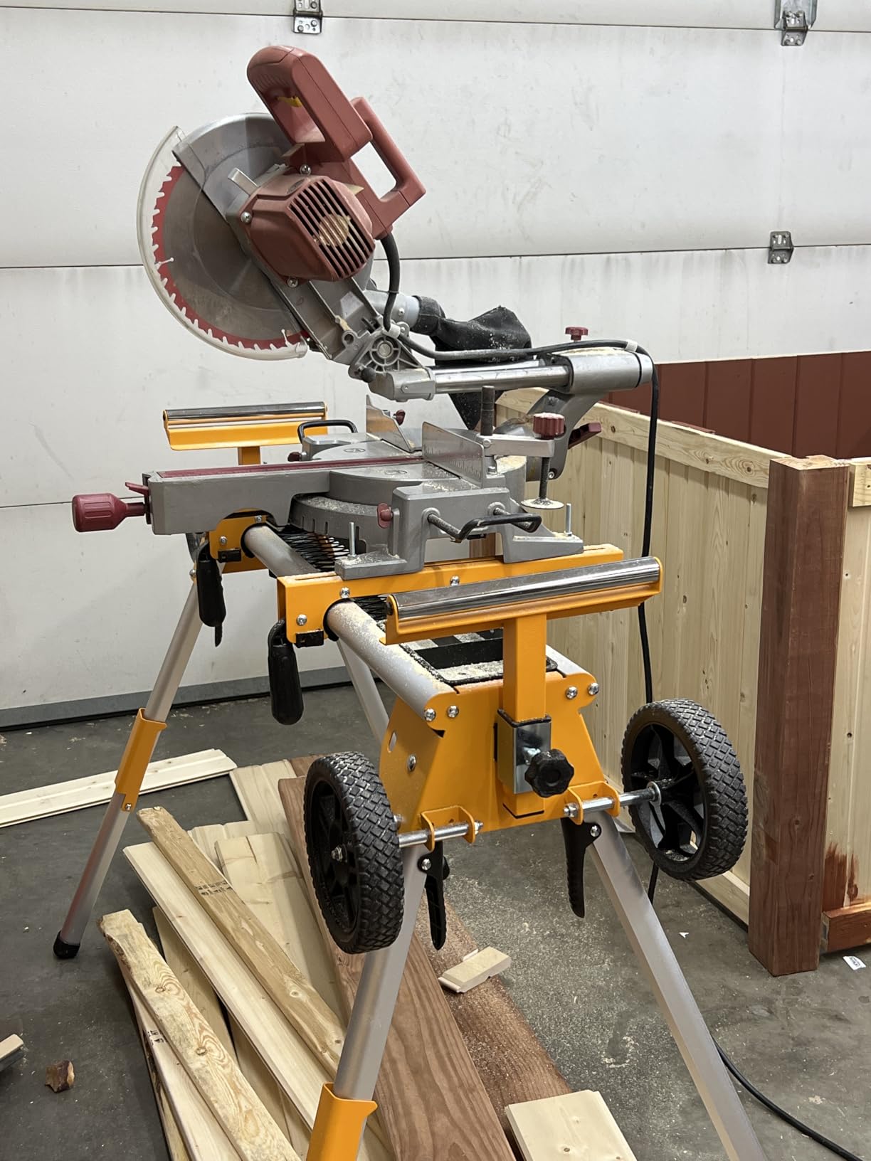 WORKESS Universal Miter Saw Stand with Grid Tabletop 300 lbs Load Capacity 6-Level Height Adjustment Table Saw Stand WK-MS046 customer photo 2