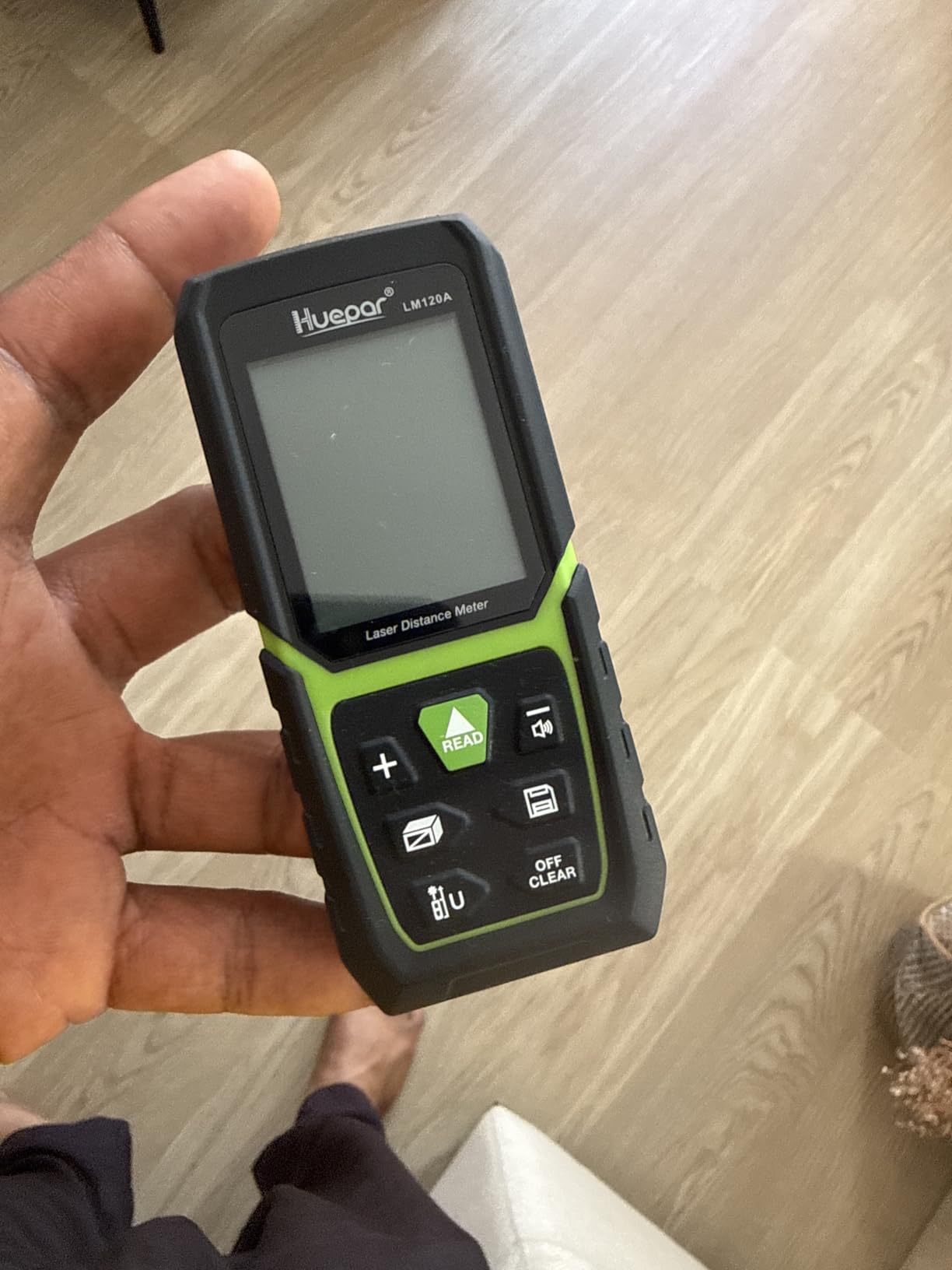 Huepar 2026 Upgraded Dual Laser Measuring Tool 395Ft, Phone App, Green Beam customer photo 1