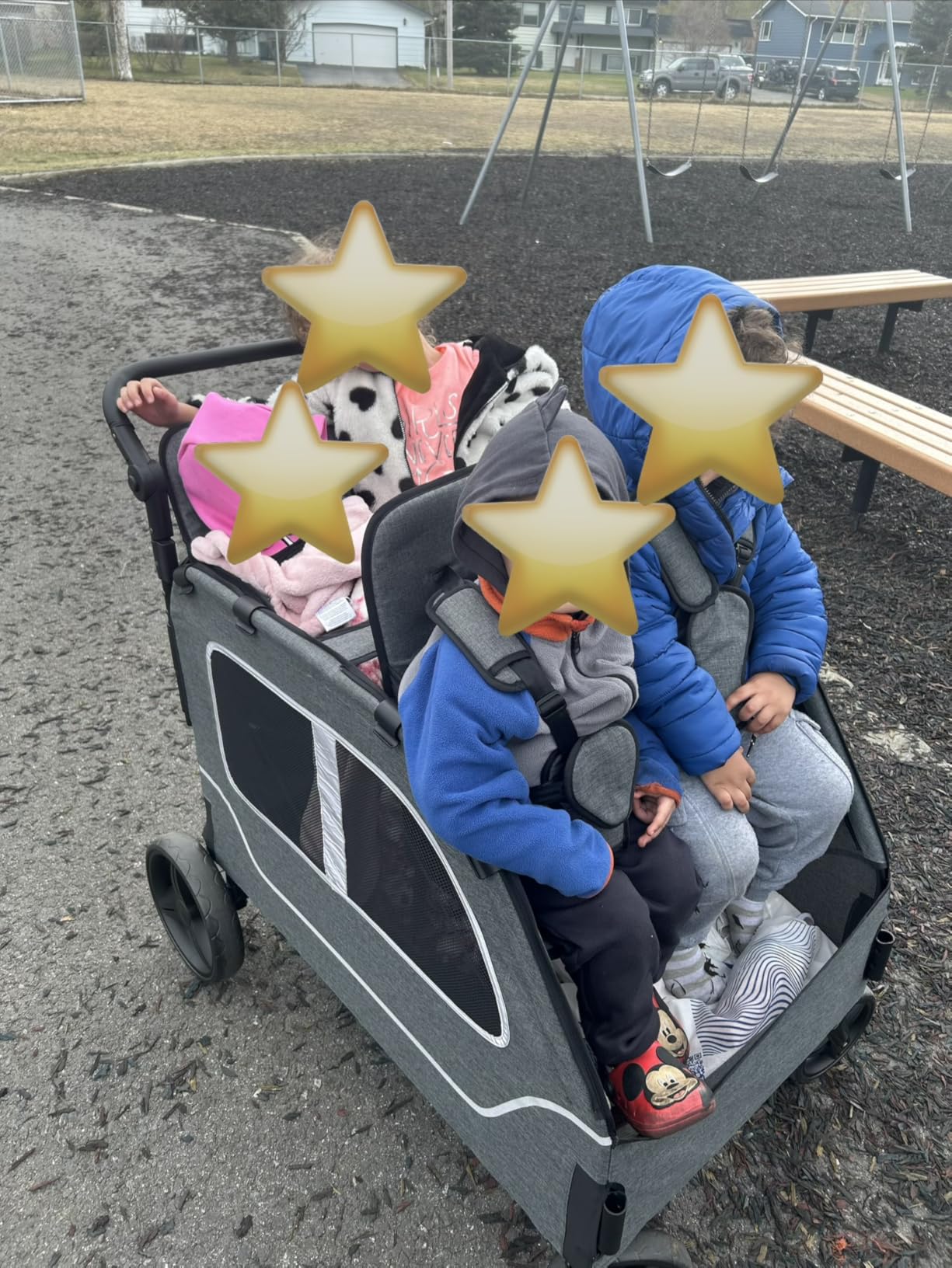 4 Seater Wagon Stroller, Triple Stroller for 2 3 Kids Toddler customer photo 1