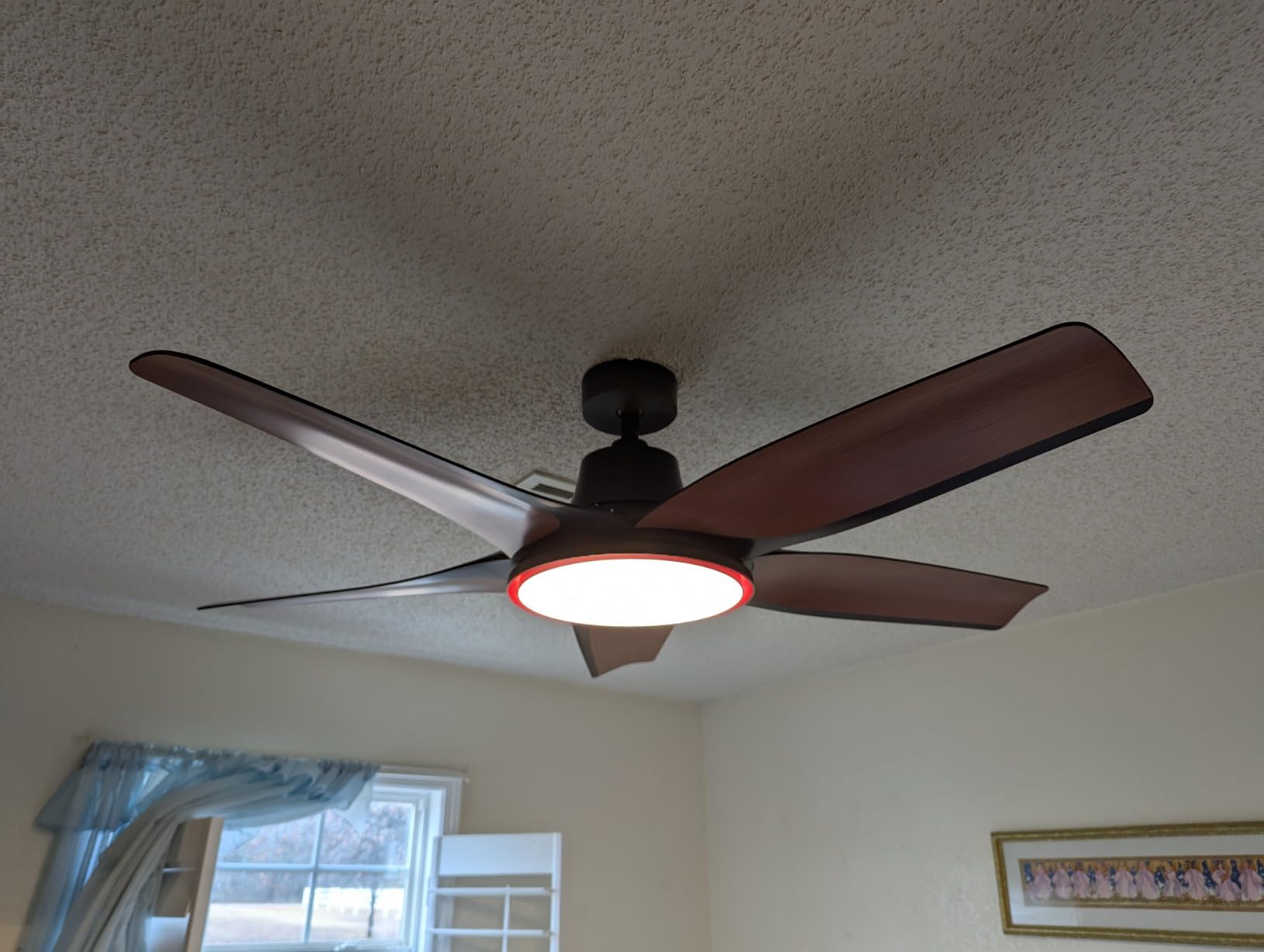 DREO Smart RGBIC Ceiling Fans with Lights, Low profile Ceiling Fan with Alexa/App, 52'' Dimmable Lighting & Color Tuning, 25dB Quiet for Living Room, Game Room, Easy Installation, Black, 2026 Upgraded customer photo 1