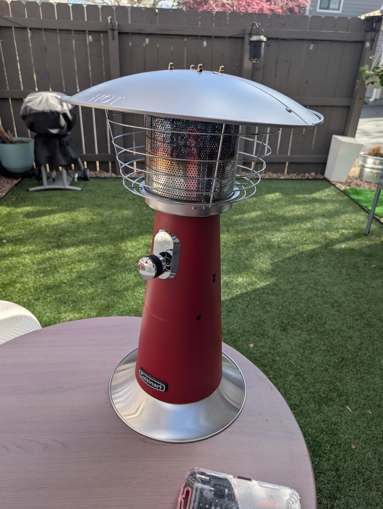 Cuisinart Portable Tabletop Patio Heater, 11,000 BTU Outdoor Propane Heater with Safety Tilt Switch and Adjustable Heat, Burner Screen Guard, 30 sq. Foot Heat Range, Red customer photo 2