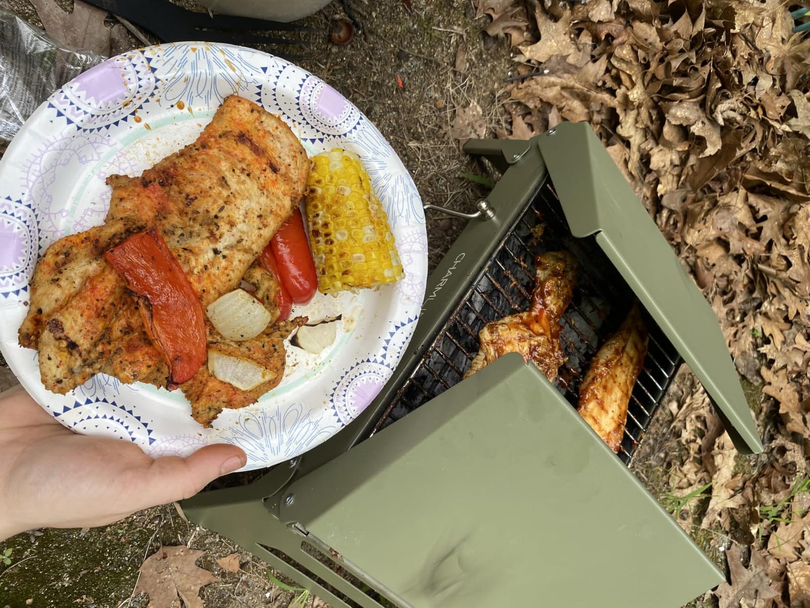 Charmline 14 x 9 inches Small Portable Charcoal BBQ Grill, Foldable Compact Camping Barbecue for 1–3 People, Ideal for Camping, Tailgating, Beach, Picnic & Tabletop Use, Green customer photo 2