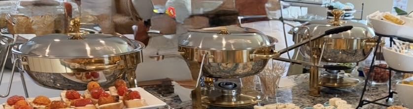 Chafing Dishes for Buffet, 4 Pack 5QT Round Stainless Steel Chafing Dish Set for Home Parties, Christmas Gatherings, Catering Events Complete Buffet Warmer Set (Golden 4) customer photo 2