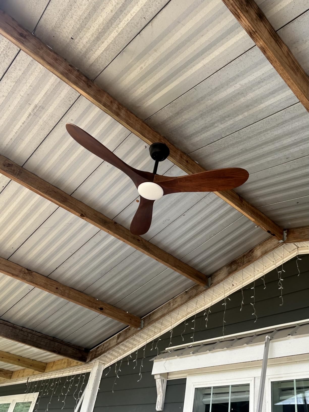 Haipeel 52 Inch Outdoor Ceiling Fan with Light and Remote, Solid Wood customer photo 2