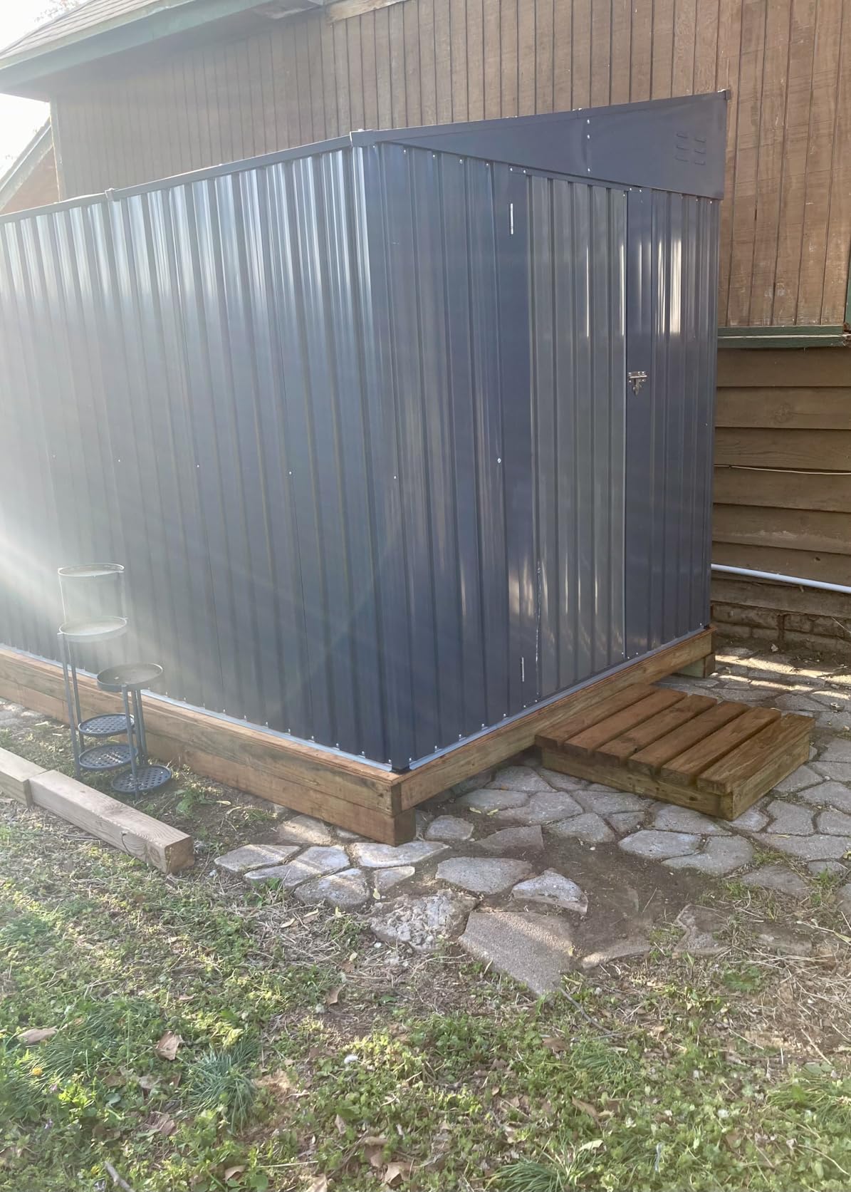 AECOJOY Shed Lean to Storage Shed, Outdoor 6' x 8' Metal Wall Side Bike Shed & Outdoor Storage, Garden Storage Cabinet for Backyard, Patio and Outdoor Use in Dark Grey customer photo 1