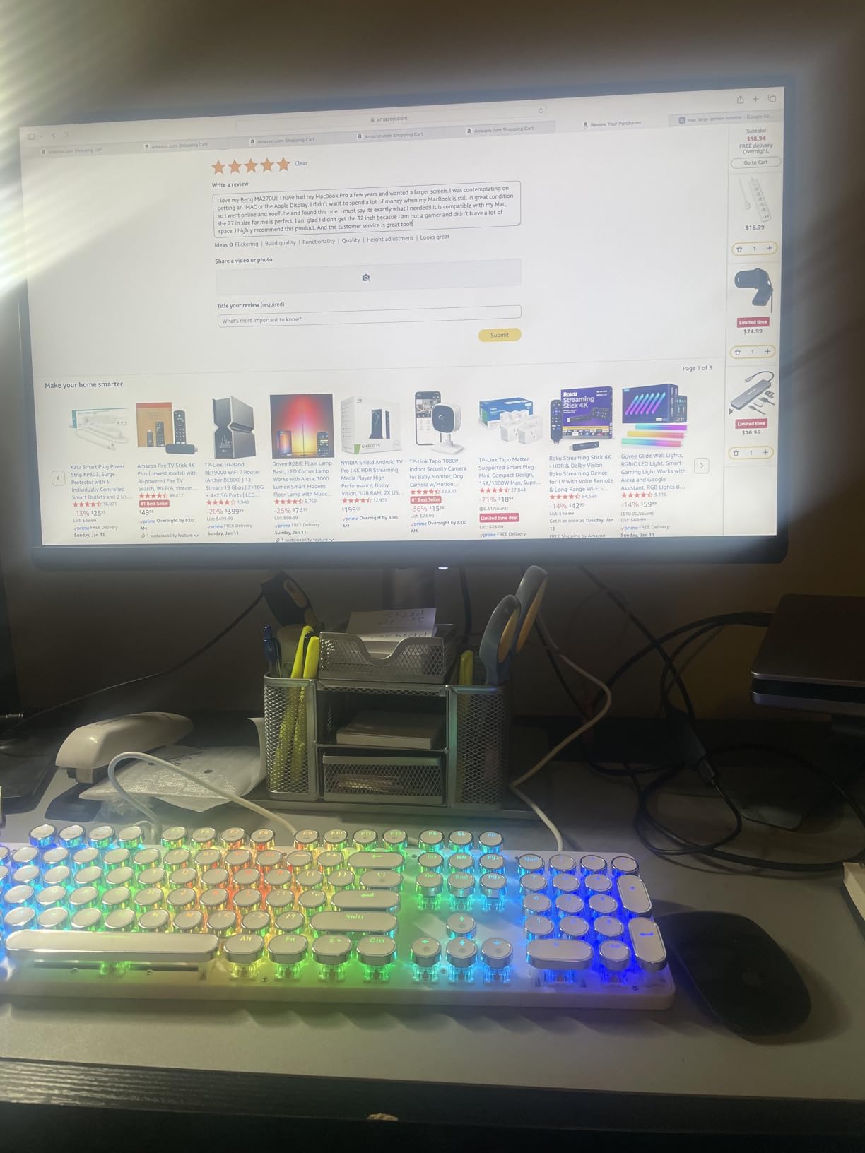 BenQ MA270U 27” 4K 3840x2160 Monitor for MacBook® Pro/Air, Dual USB-C, 90W Power Delivery, Mac Color Match, USB Hub, Brightness & Volume Control on Mac, Height & Tilt Adjustable Stand, P3 Color Gamut customer photo 2