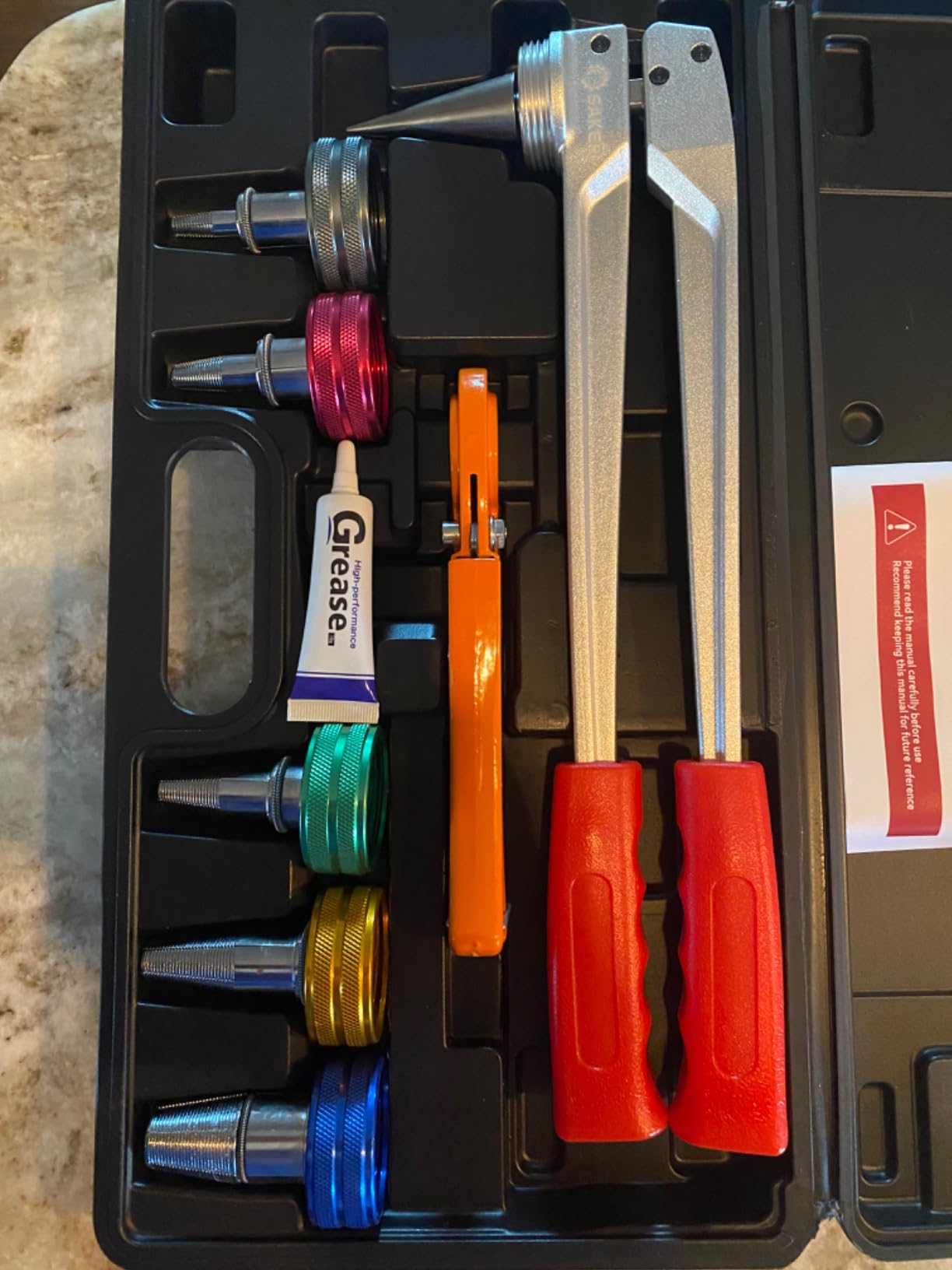 Saker PEX Tube Expansion Tool Kit | PEX-A Expansion Tool with 1/2'', 3/4'',1'' Expansion Heads | Mannual Expander Tool Kit SD-F1960 Standard PEX Coupling customer photo 2