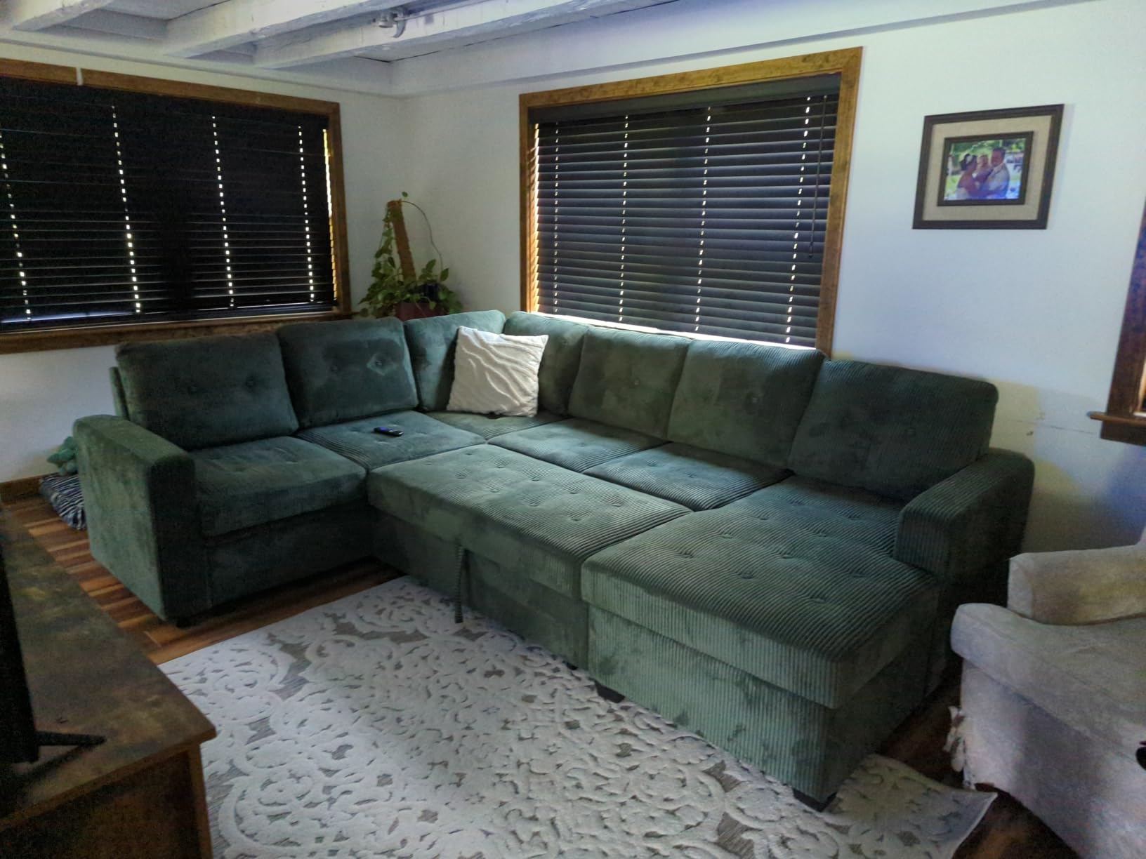 HONBAY 111.4'' Modular Sectional Sleeper Sofa with Pull Out Bed,Black customer photo 2