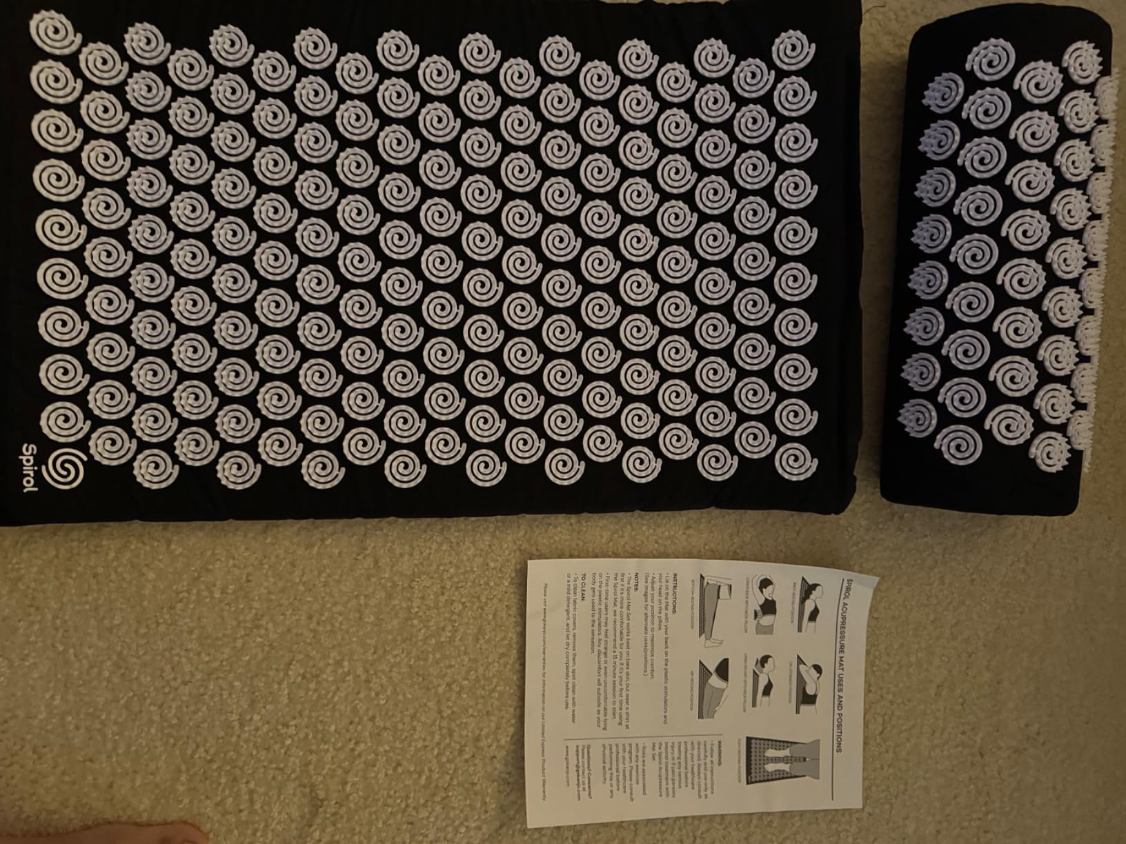 Spirol Acupressure Mat and Pillow Set for Back, Neck and Shoulder Pain Relief, with Flexible Acupressure Spikes, Includes Carry Bag (Onyx) customer photo 2