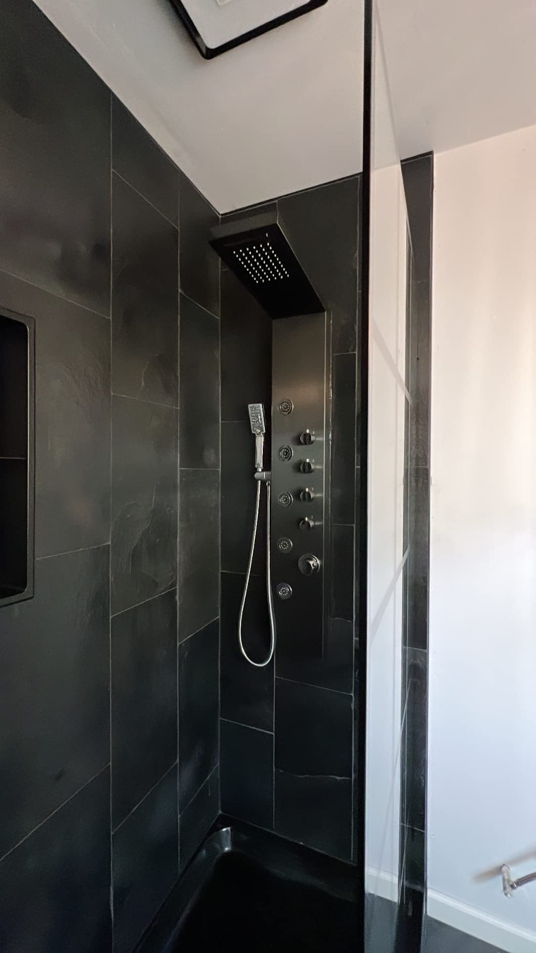 ROVATE 4-in-1 Rainfall Waterfall Shower Panel Tower System, Matte Black customer photo 2