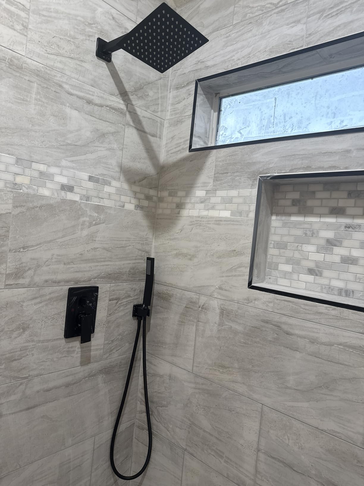 Aolemi Shower Faucet Set with Handheld Brushed Nickel 8 Inch Head customer photo 1