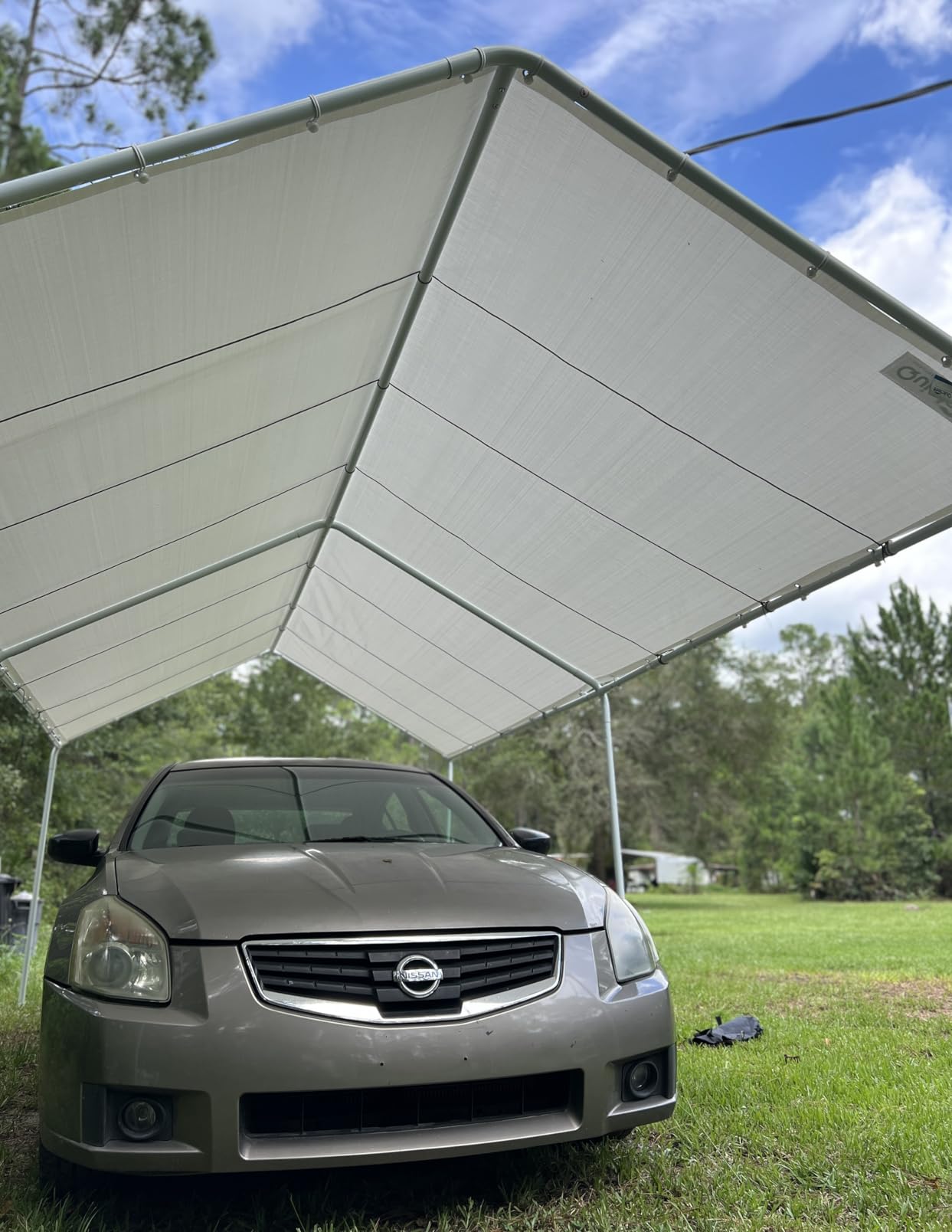 Quictent 10x15 FT Heavy Duty Metal Carport, Galvanized Steel Hard Top SUV/Truck Parking Shelter with Reinforced Triangle Frame, Weatherproof Rust-Resistant Car Canopy for Vehicle & Boat, White customer photo 2