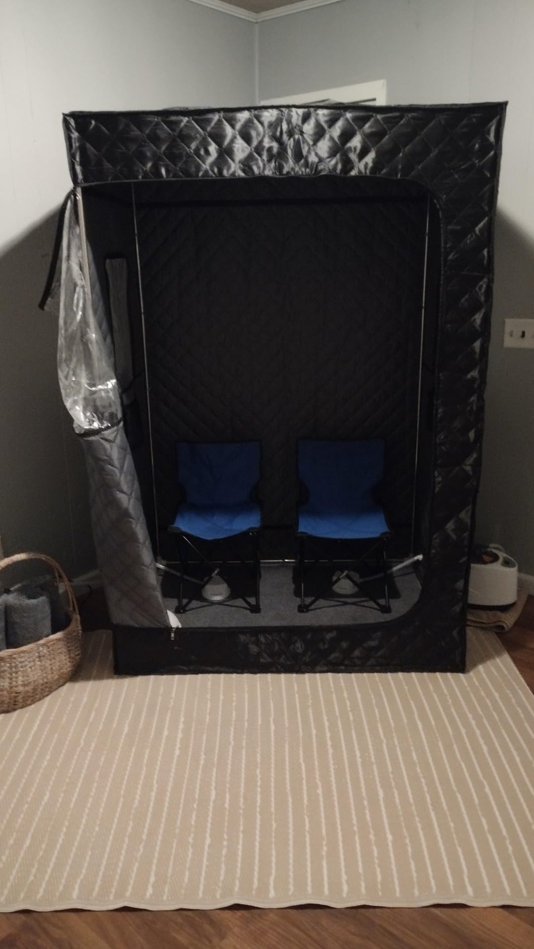 Manastin 2 Person Portable Steam Sauna for Home, 1 or 2 Person Full Body Home Spa with 2 Foldable Chairs,9 Levels of Sauna Tent with Remote Control, (Black, Large) customer photo 1