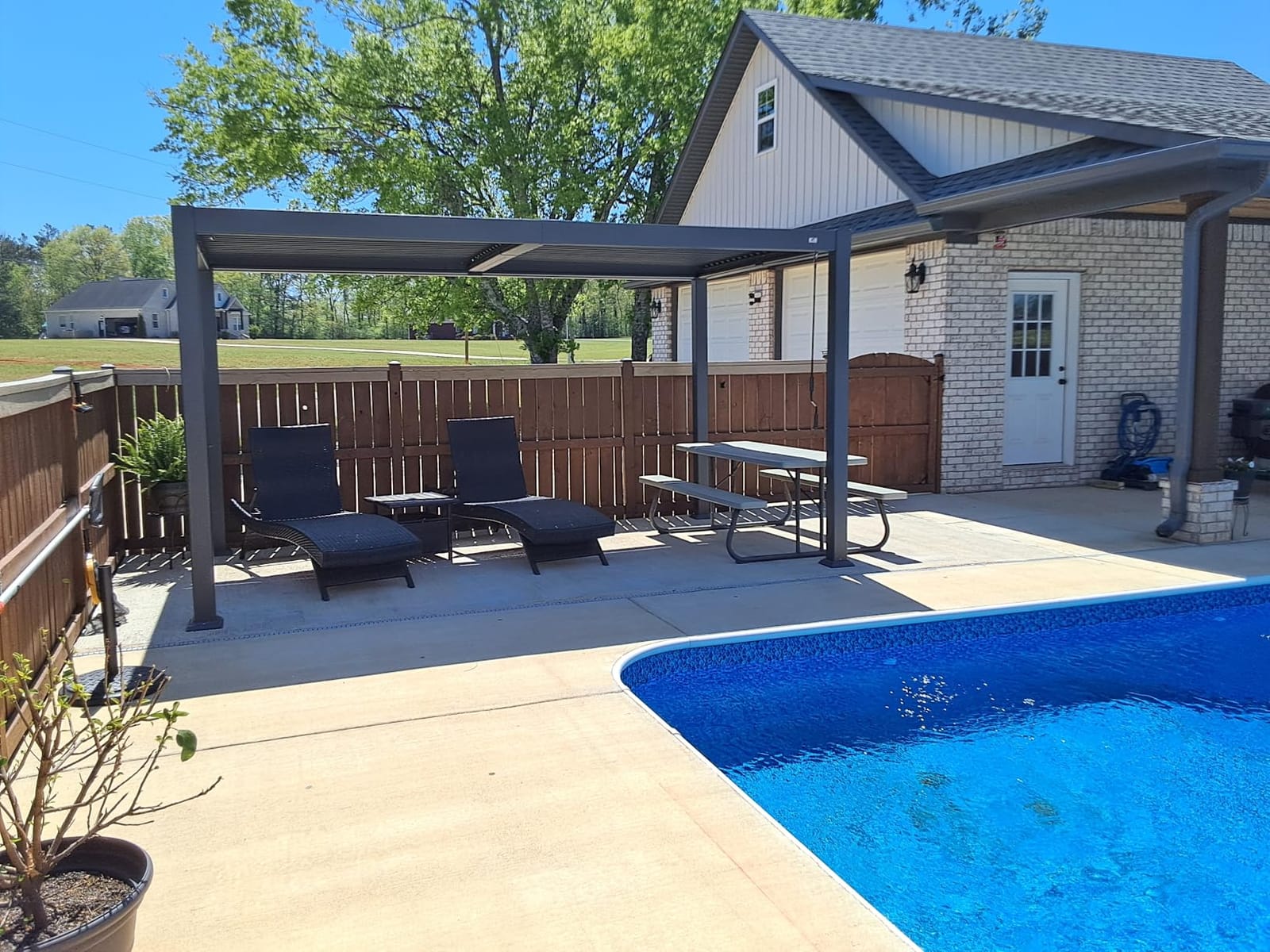 PURPLE LEAF 92KS Outdoor Pergola 11.5' x 27.5' Large Aluminum Frame, Gray customer photo 1