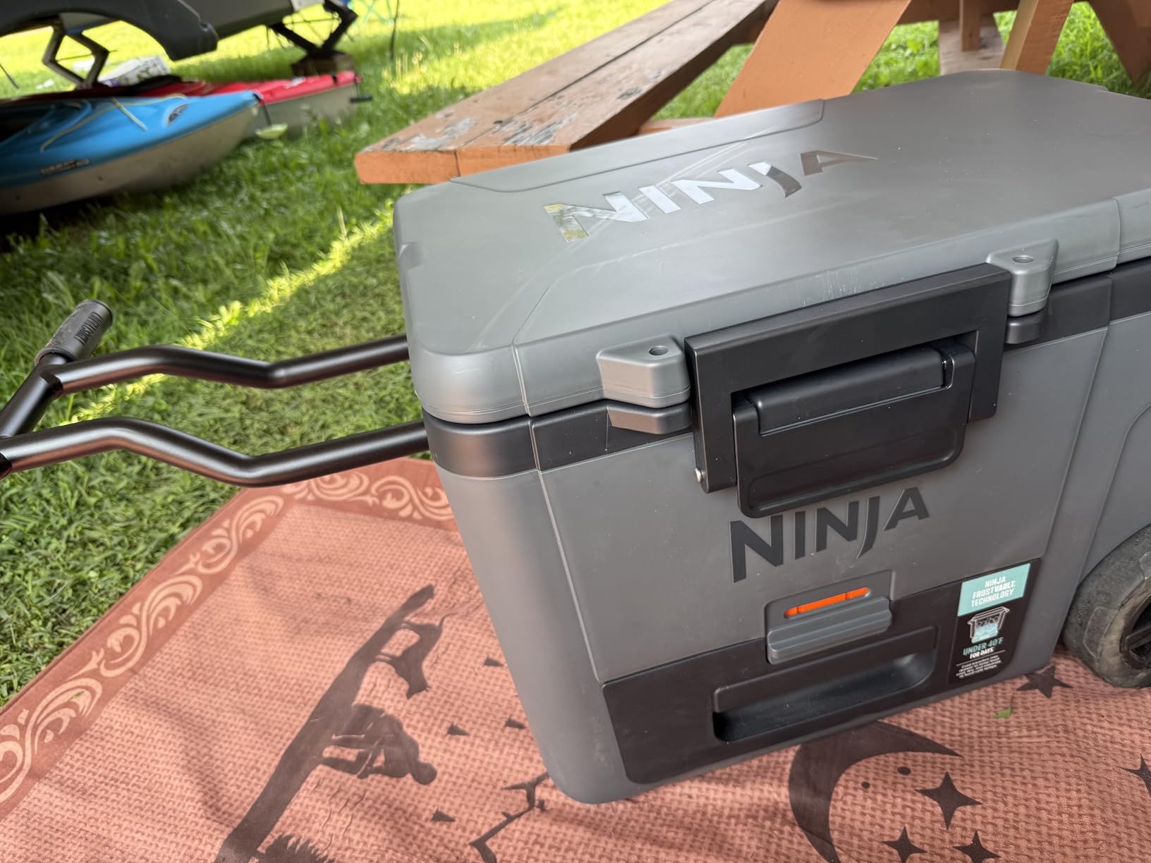 Ninja FrostVault™ 45qt Cooler with Wheels, Dry Storage, Lakeshore Blue | Ninja FrostVault's 45-qt capacity holds 68 cans, keeps food cool & dry, and rolls easily on all-terrain wheels customer photo 1