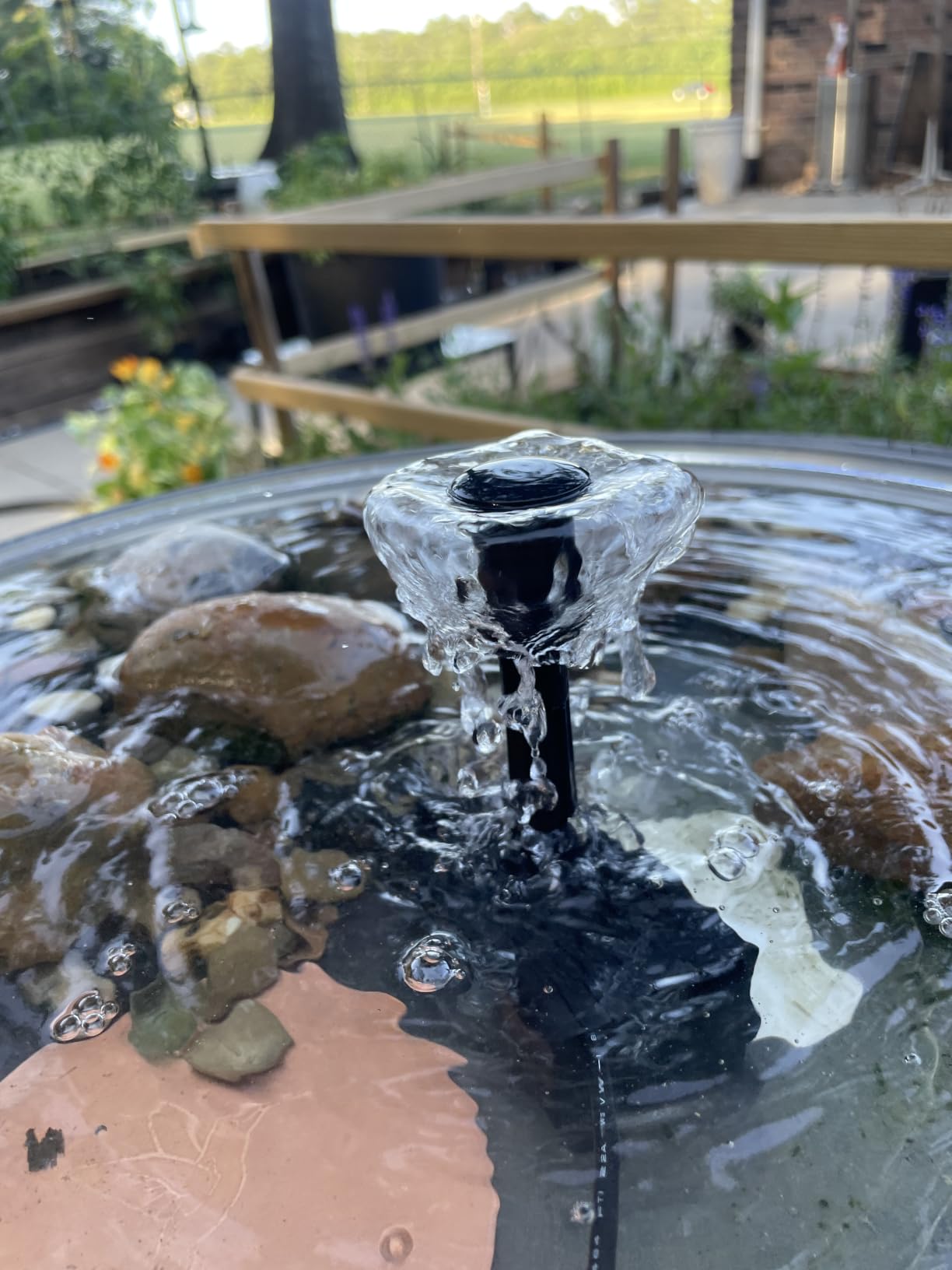 POPOSOAP 6.5W Solar Fountain Pump for Bird Bath Built-in 3000mAh Battery Backup, DIY Solar Water Fountain with Double-Layer Nozzles & Dry-Run Protection 5Ft Tubing for Ponds, Bird Bath, Water Features customer photo 2