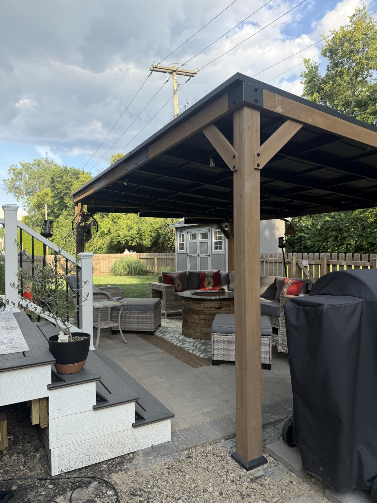 Modern Shade Wood Grill Gazebo 6x12 with USB Charging Power Strip & Shelves customer photo 1