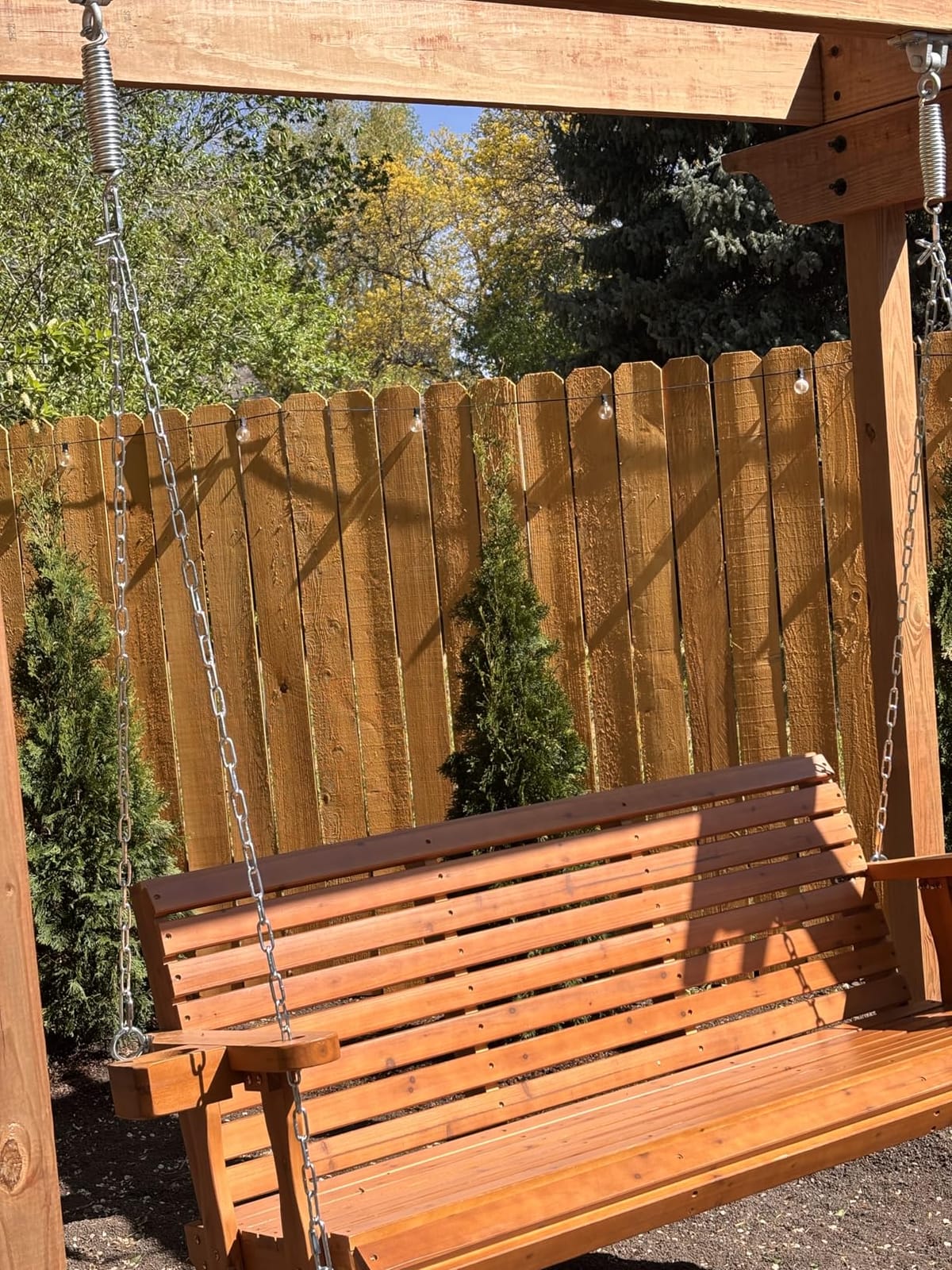 Fortune Candy Wooden Porch Swing 2-Seater, Cedar Tone, 4 FT Extra Large customer photo 1