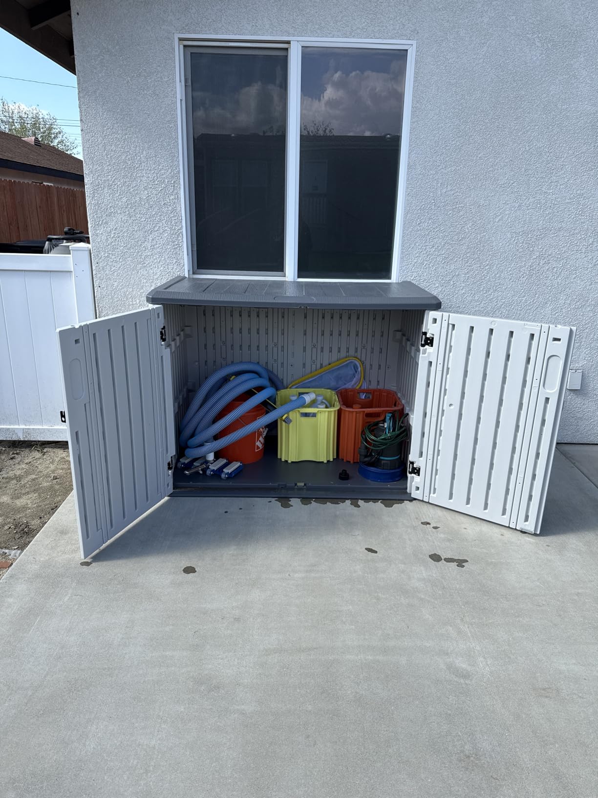 Aoxun 64 Cu.Ft Resin Storage Shed with Metal Shelving Kit & Floor, White customer photo 1