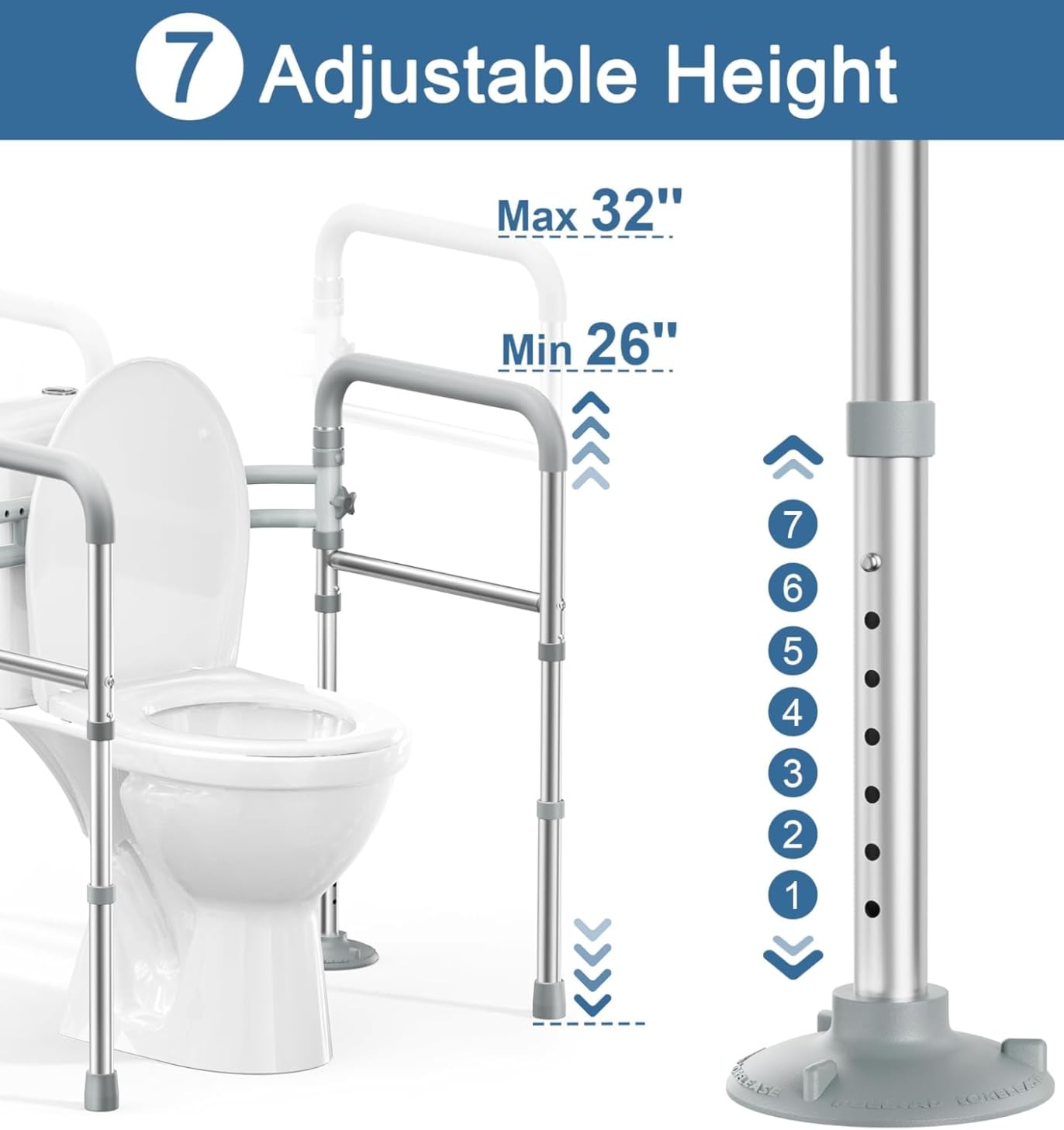 HOMLAND Toilet Safety Rails for Seniors, Adjustable Height & Width, 350 Lbs customer photo 1
