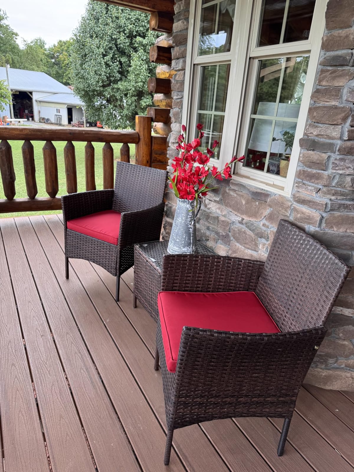 Best Choice Products 3-Piece Outdoor Wicker Conversation Bistro Set, Space Saving Patio Furniture for Garden w/Side Table - Natural/Gray customer photo 1