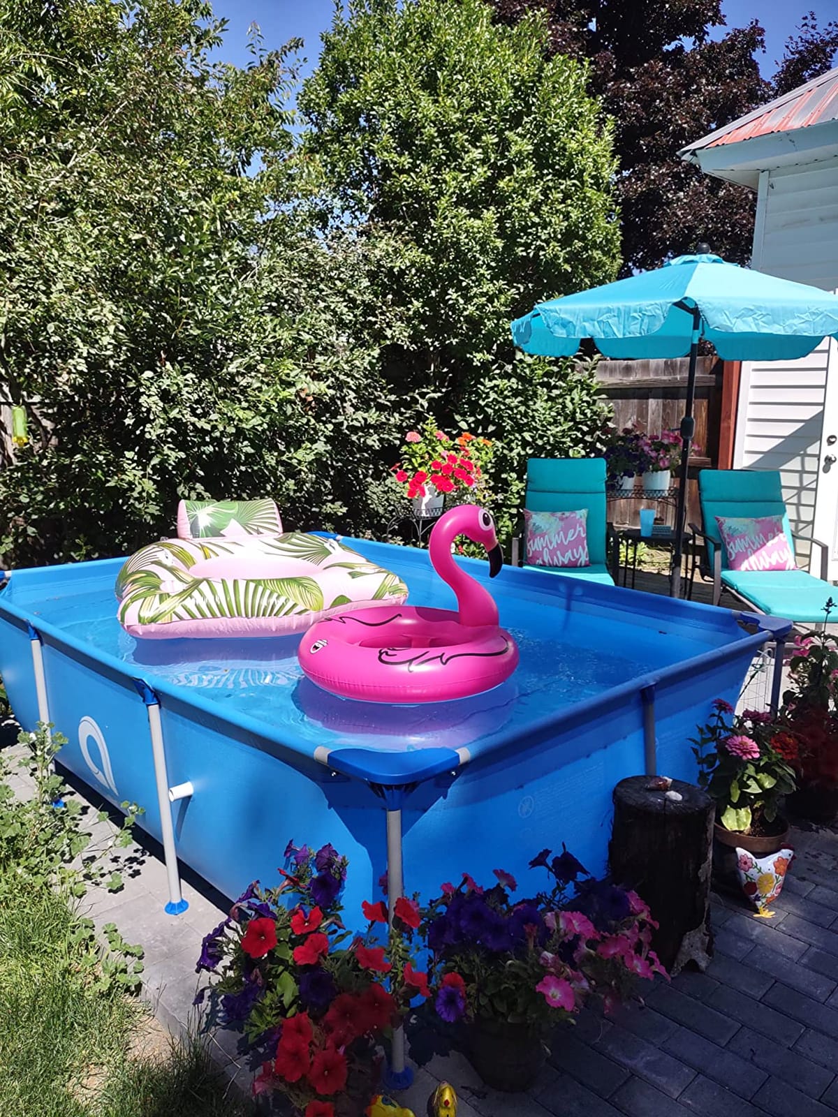 DIMAR GARDEN Above Ground Swimming Pool for Adults, Outdoor Rectangular Steel Frame Swimming Pool for Backyard Lawn Family, 6.2ft x 4.2ft x 16.5in customer photo 2
