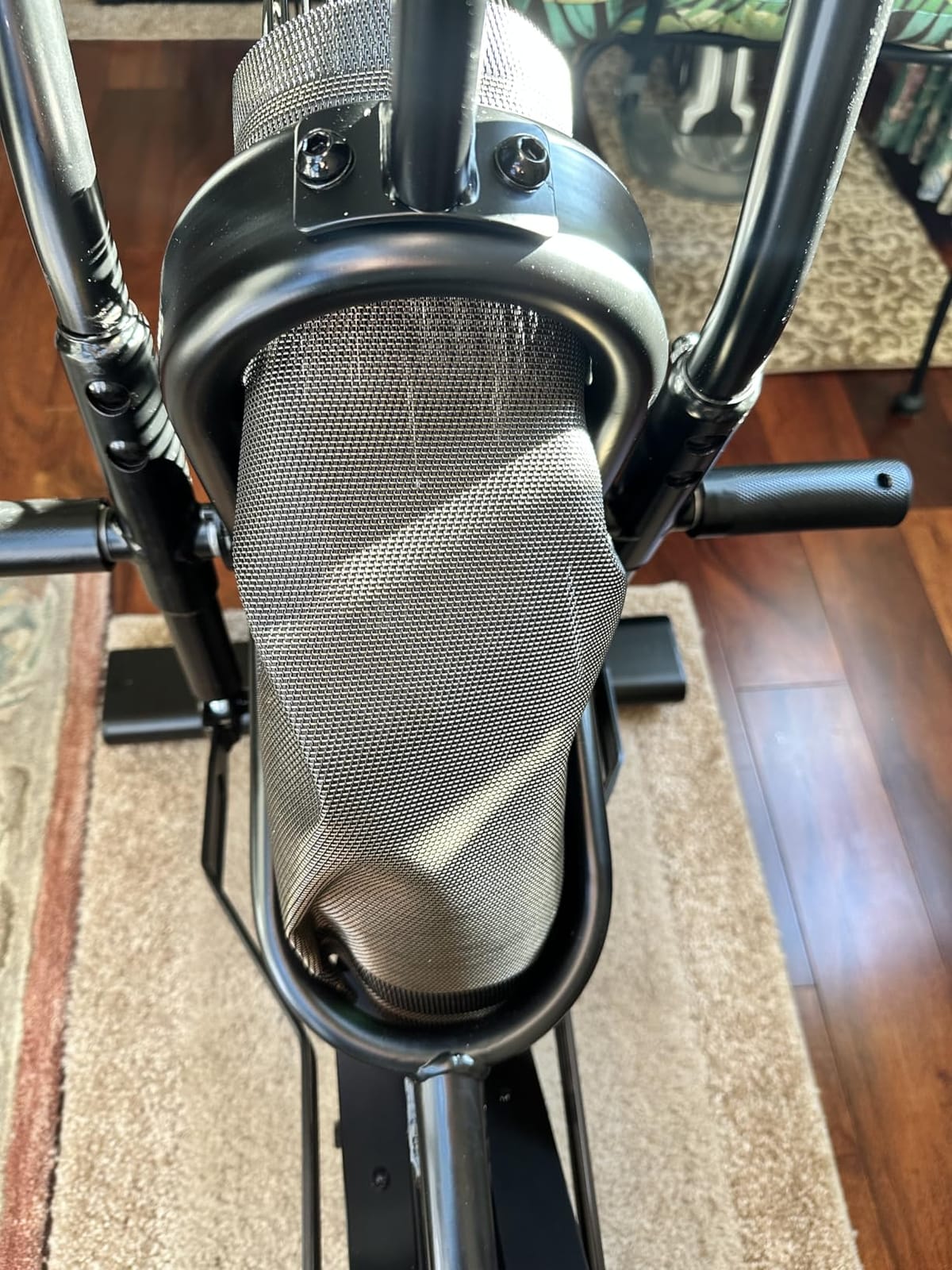 pooboo Air-Resistance Exercise Fan Bike, Air Bike with Dual Acction Handlebars&Dual-Layer Transmission System, Stationary Bike with APP Connection for Home Gym HIIT Cardio Full Body Workout customer photo 1