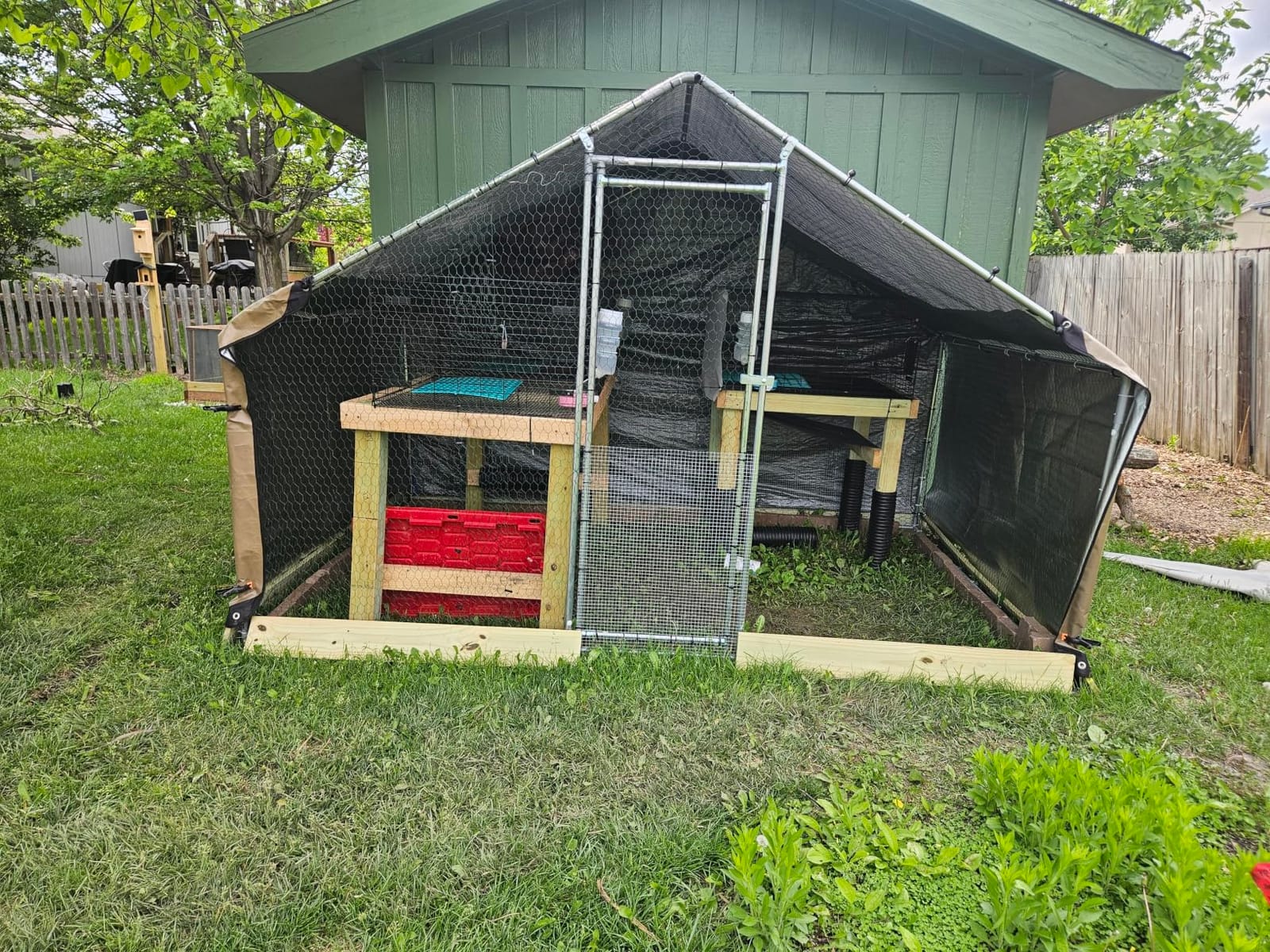 VEVOR Metal Chicken Coop, 6.56x6.56x6.56ft Large Walk-in Chicken Runs with Cover, Spire Roof Hen House Enclosure with Security Lock, Outdoor Duck Rabbit Cage Poultry Pen for Backyard, Farm, Yard customer photo 1