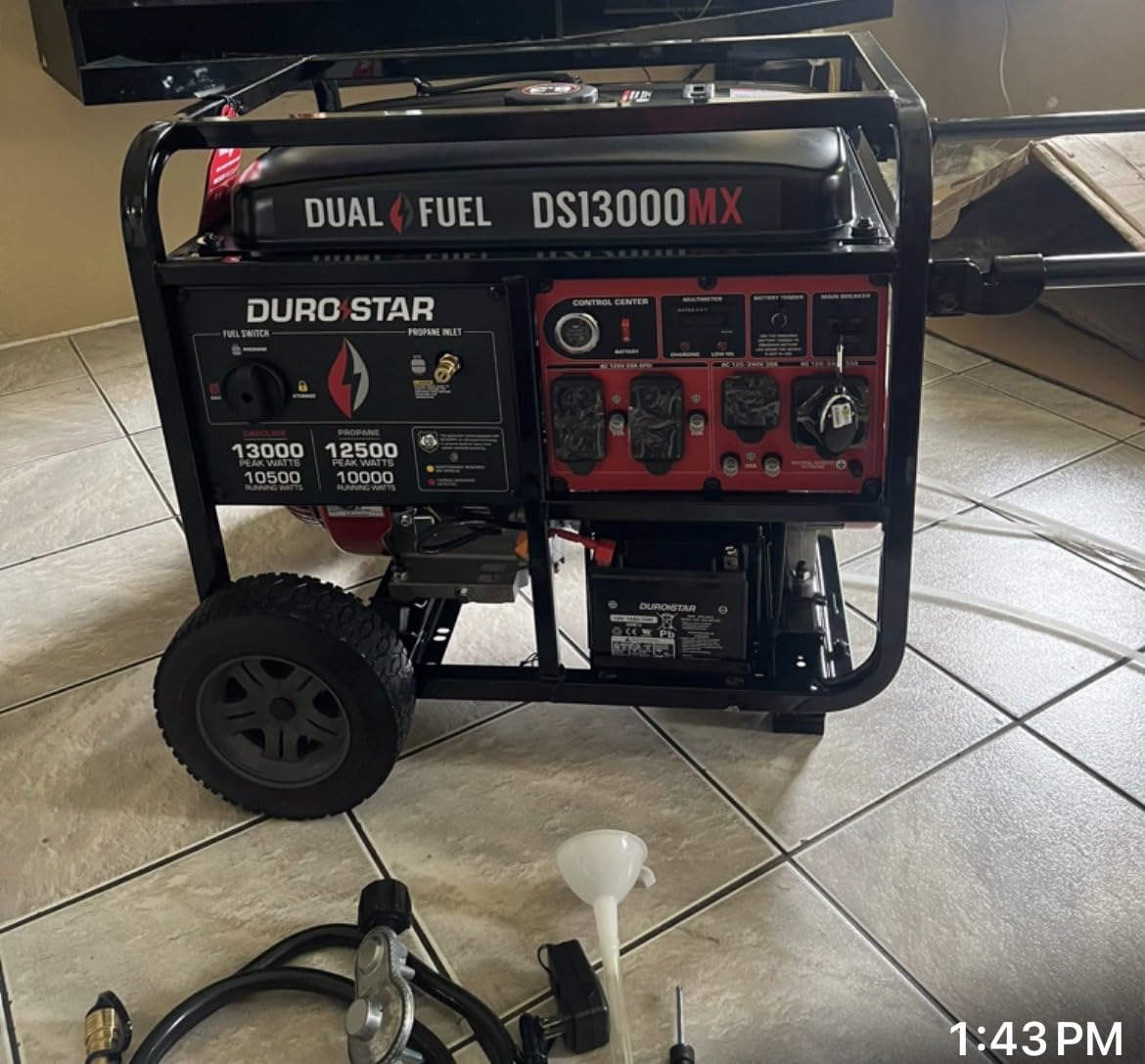 DuroStar DS13000MXT 13,000-Watt 500cc Tri Fuel Portable Generator - Gas, Propane & Natural Gas, Remote Electric Start, Whole Home Power Backup, Transfer Switch Ready, RV & Emergency Ready customer photo 2