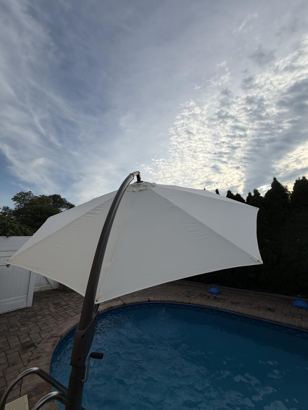 Kingdura 11ft Offset Cantilever Patio Umbrella with Base Included, Large Round Aluminum Outdoor Umbrella, 360° Rotation & Infinite Tilt, Heavy Duty Frame for Deck Pool Backyard, Beige customer photo 1