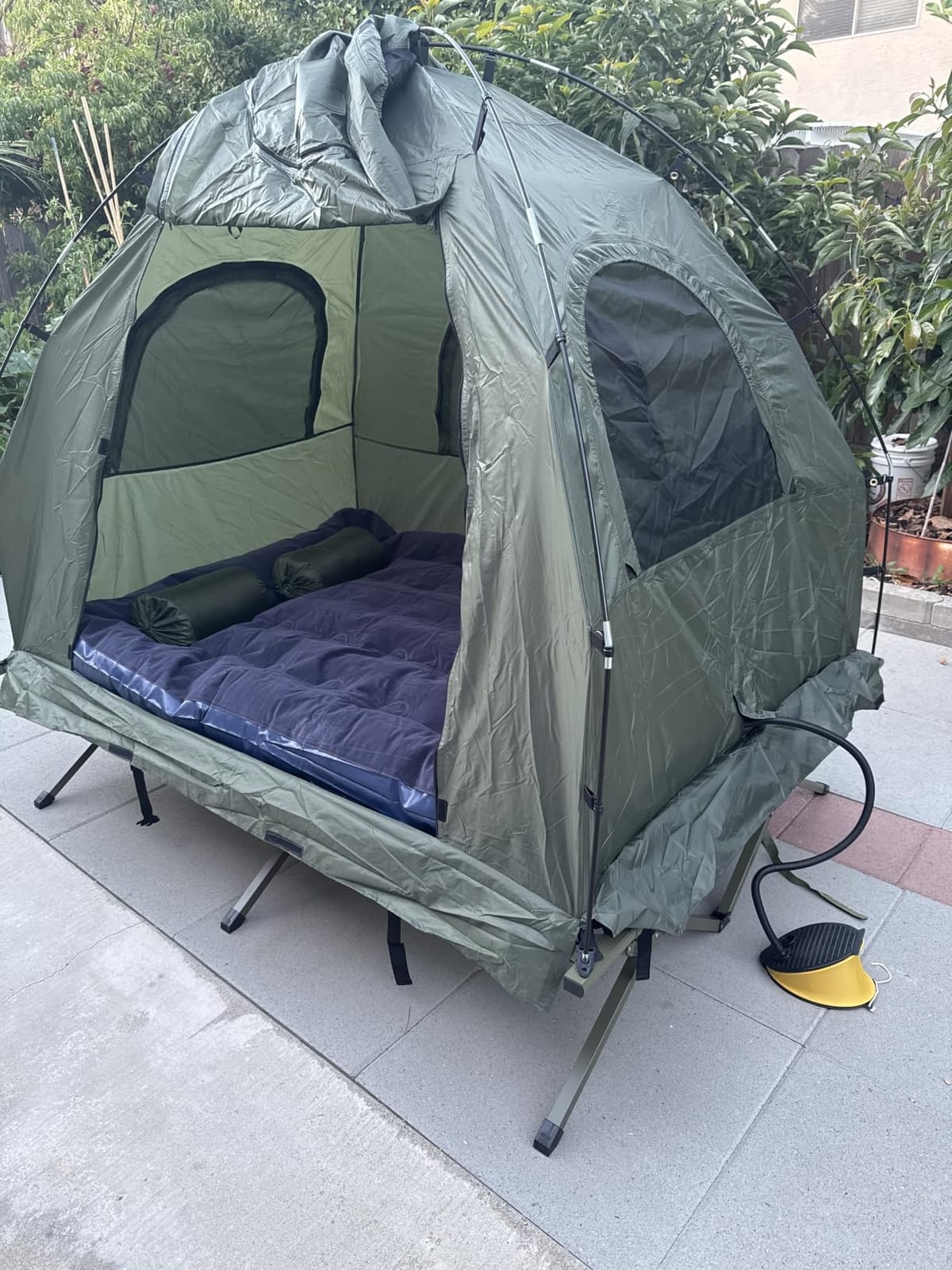 LDAILY Camping Tent Cot, 5 in 1 Off Ground Elevated Tent with Air Mattress, Sleeping Bag & Pillow, Folding Camping Cot Combo with Carrying Bag for Outdoor Hiking, RV, Picnic, Field Backyard (1 Person) customer photo 1