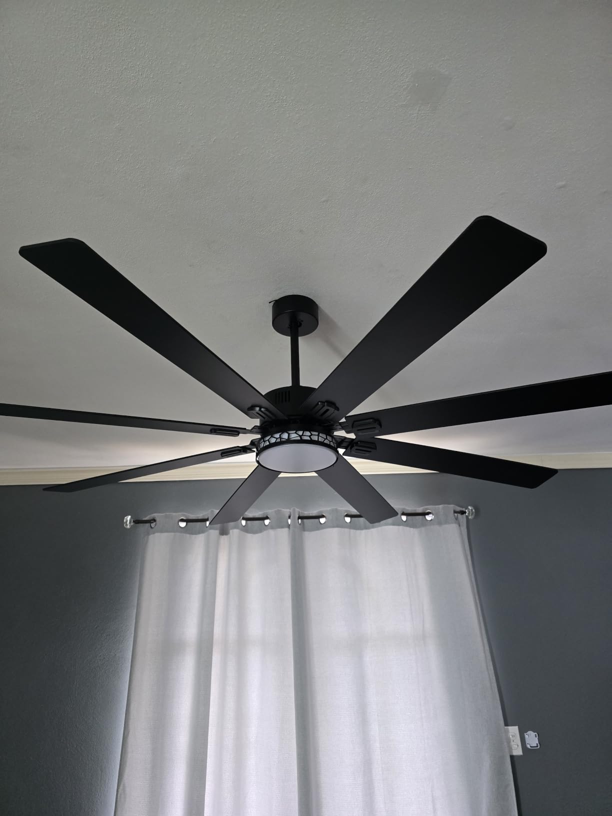 Large Ceiling Fans with Lights: Modern 72 Inch 8 Blade Outdoor Ceiling Fan with Remote APP Control - Dimmable Black Big Fan Light Indoor Reversible 6 Speed Quiet DC Motor customer photo 1