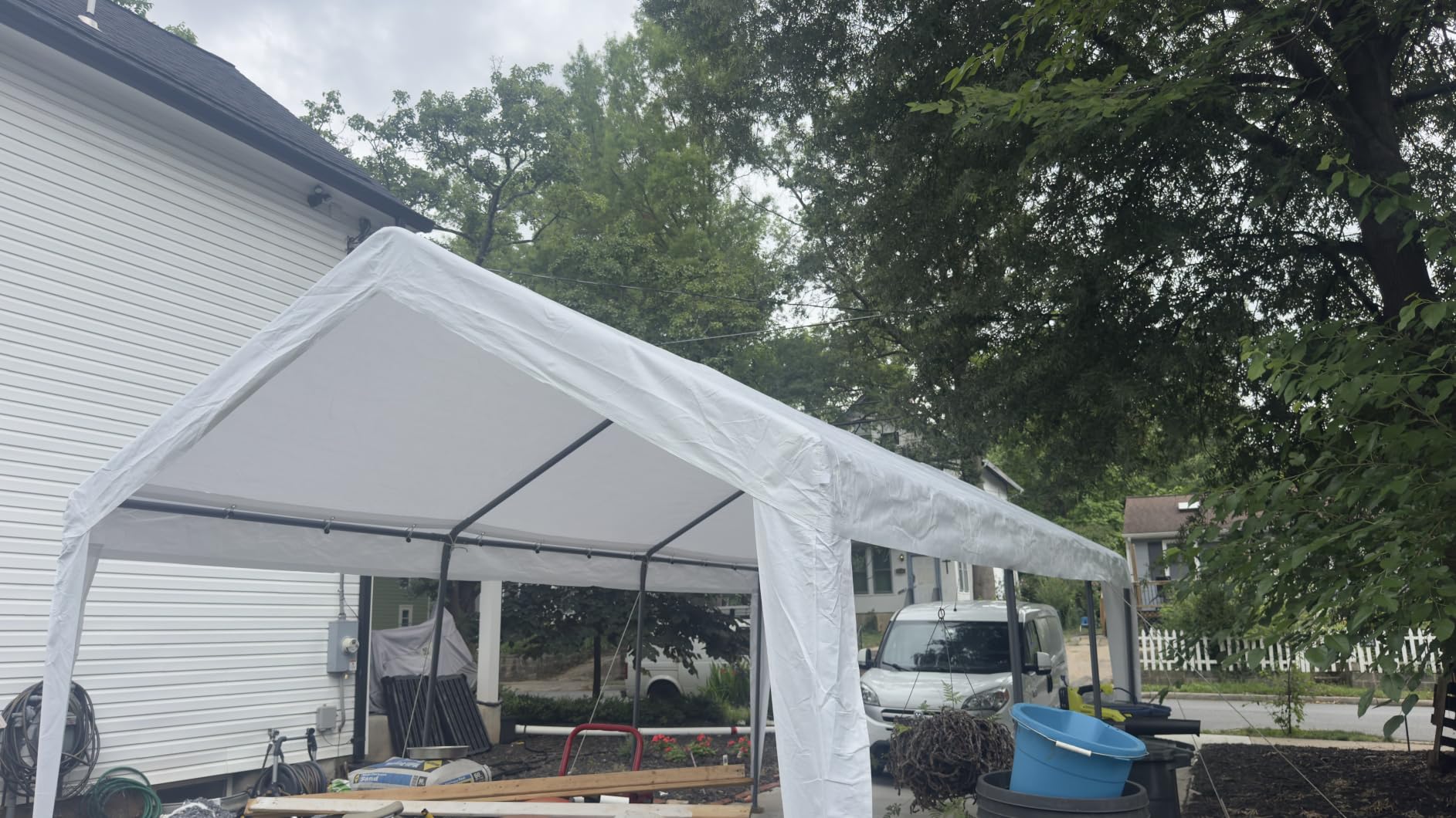 VEVOR 12x20 FT Heavy Duty Carport, Portable Car Canopy with Removable Sidewalls and Door, Outdoor Car Shelter, UV-Resistant, Water-Resistant, All-Season Car Shelter for Cars, Boats, and Equipment customer photo 2