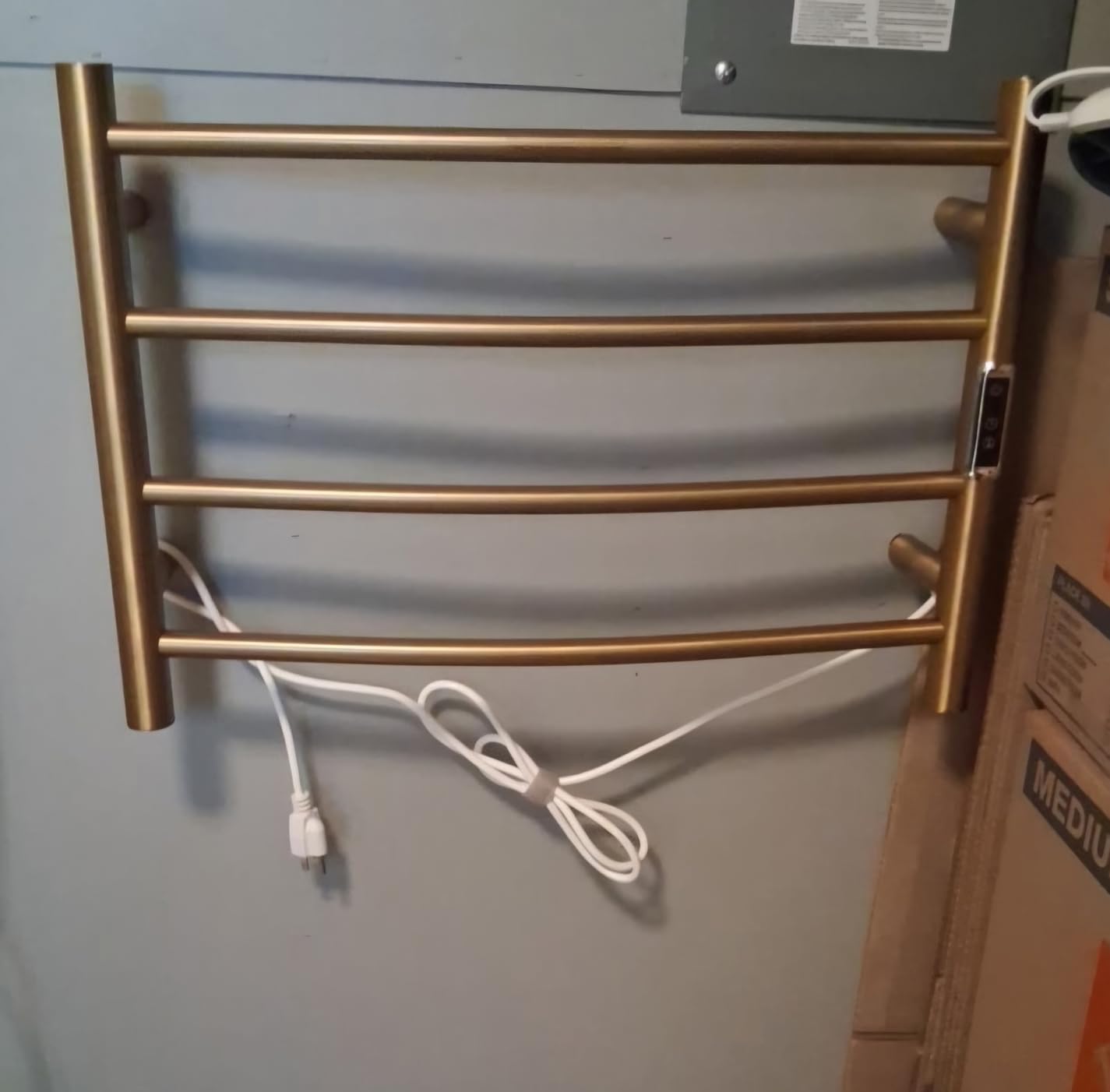 Towel Warmer with Built-in Timer for Bathroom Wall Mounted Bath Towel Heater Plug-in Electric Heated Towel Rack Brushed ETW29 customer photo 1