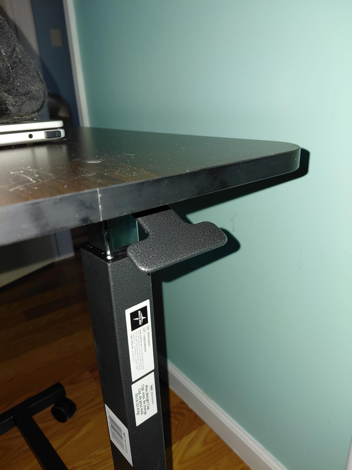 DR. DUNLEY Adjustable Overbed Table on Wheels – Height Adjustable from 30” to 42” – H-Base Rolling Bedside Table for Home, Hospital & Nursing Use – Supports 50 lbs – 15” Wide Surface customer photo 2