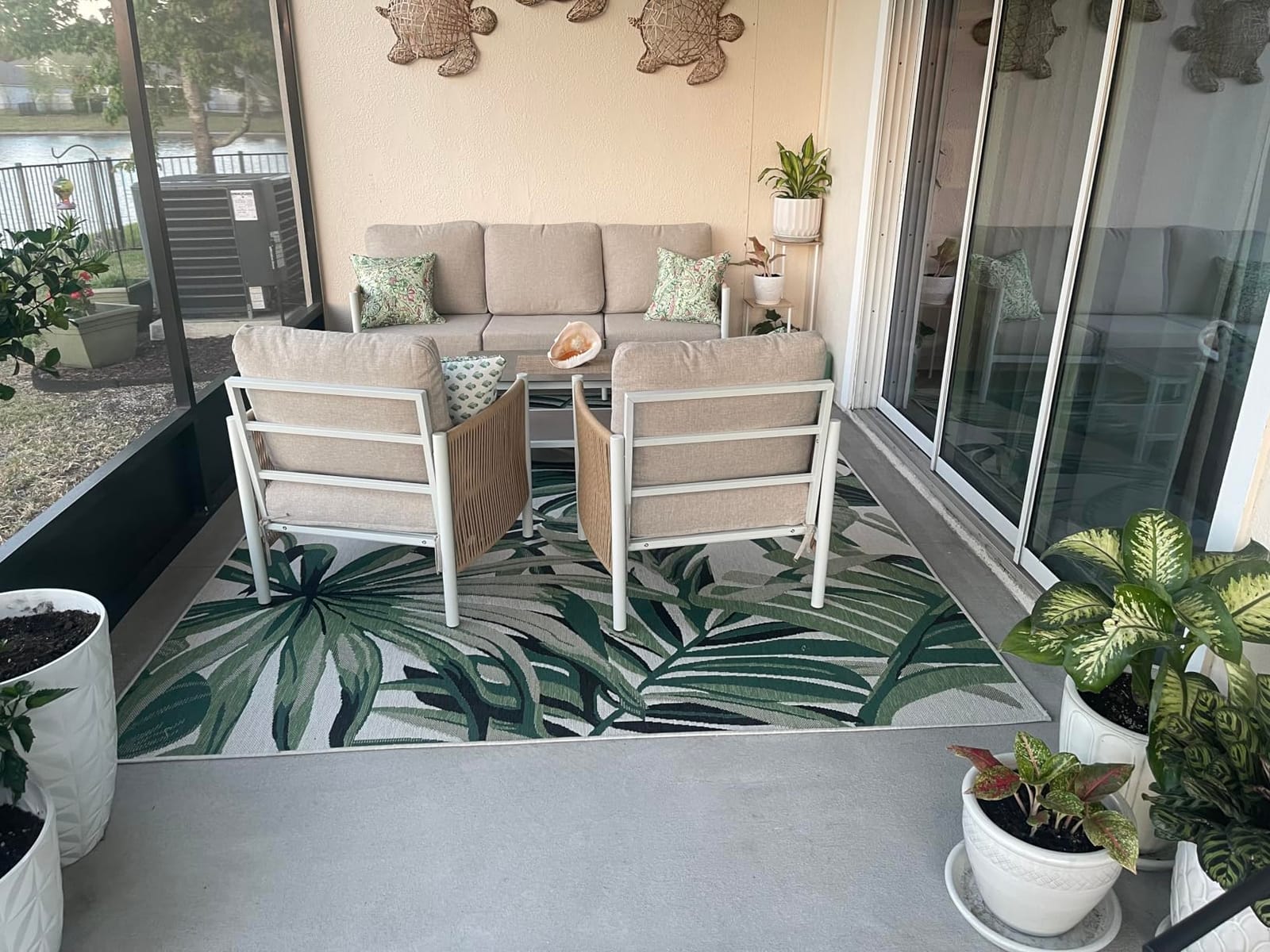 Aluminum Outdoor Patio Furniture Set with Dual-Layer Coffee Table, 4 Piece Modern Patio Conversation Sets with PE Rope, Outdoor Sectional Sofa with Thick Cushions for Balcony, Porch, Gray customer photo 2