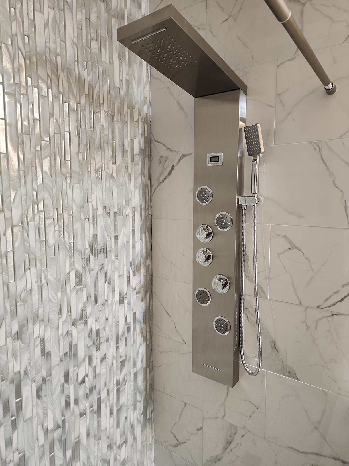 5-in-1 LED Shower Panel Tower System Matte Black Stainless Steel customer photo 1