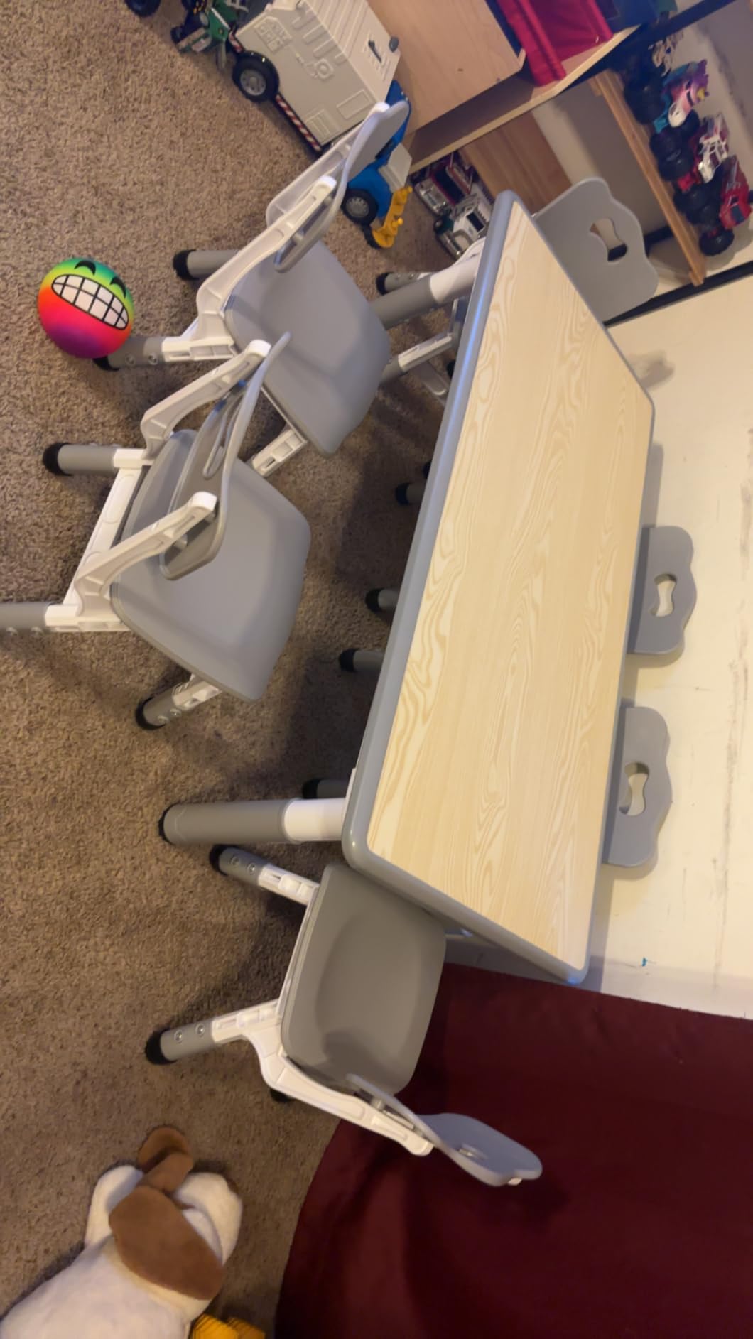 LulliSpace Kids Table and 6 Chairs Set,Height Adjustable Children Table & Chair,Toddlers Study Multi-Activity Table with 47.2