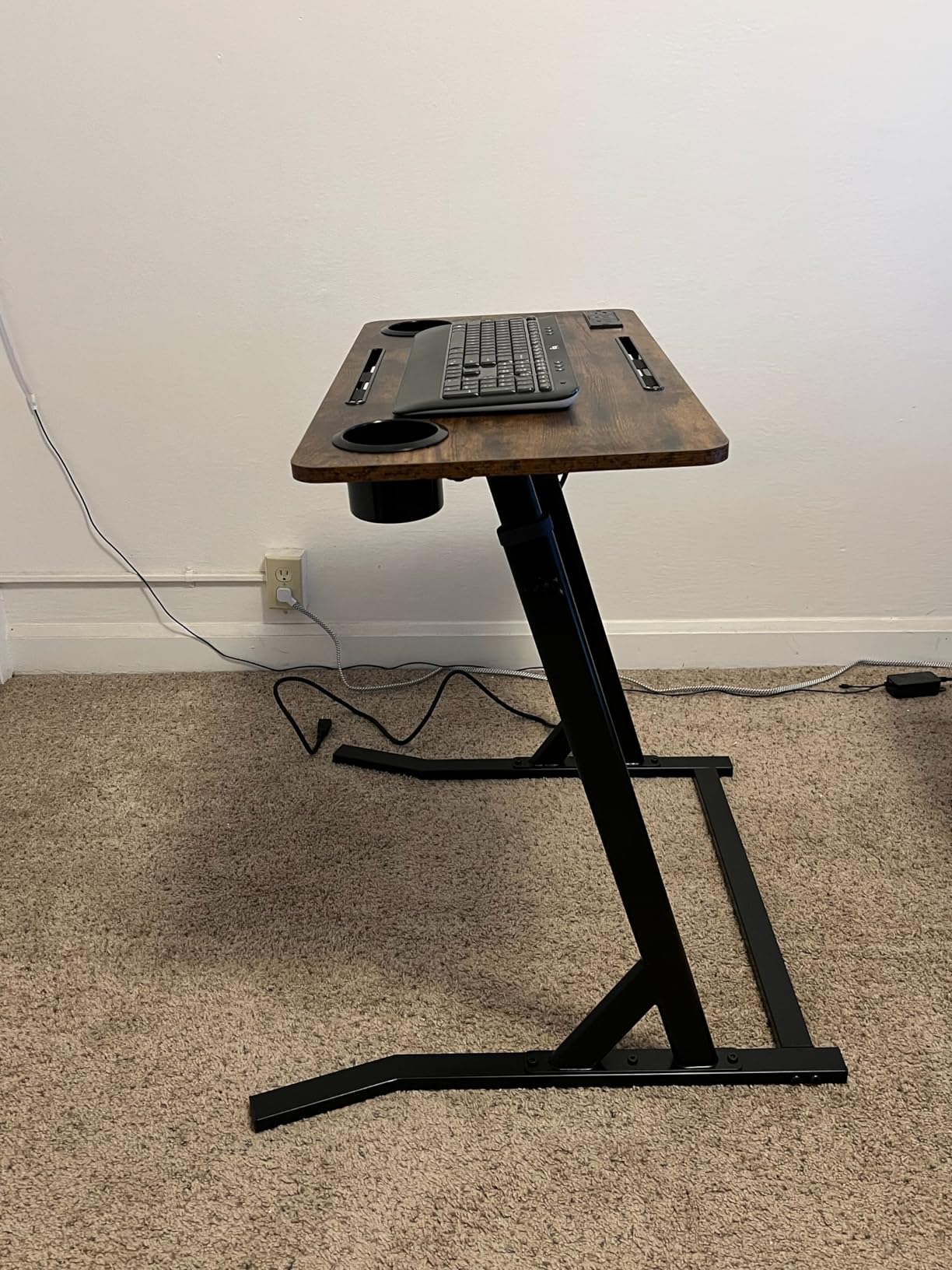 OrigoDeco Indoor Cycling Desk, Adjustable Standing Desk for Walking Pad, Bike Trainer Desk with Power Socket, for Indoor Cycling Treadmill & Office Use, Exercise While Working or Watching TV customer photo 1