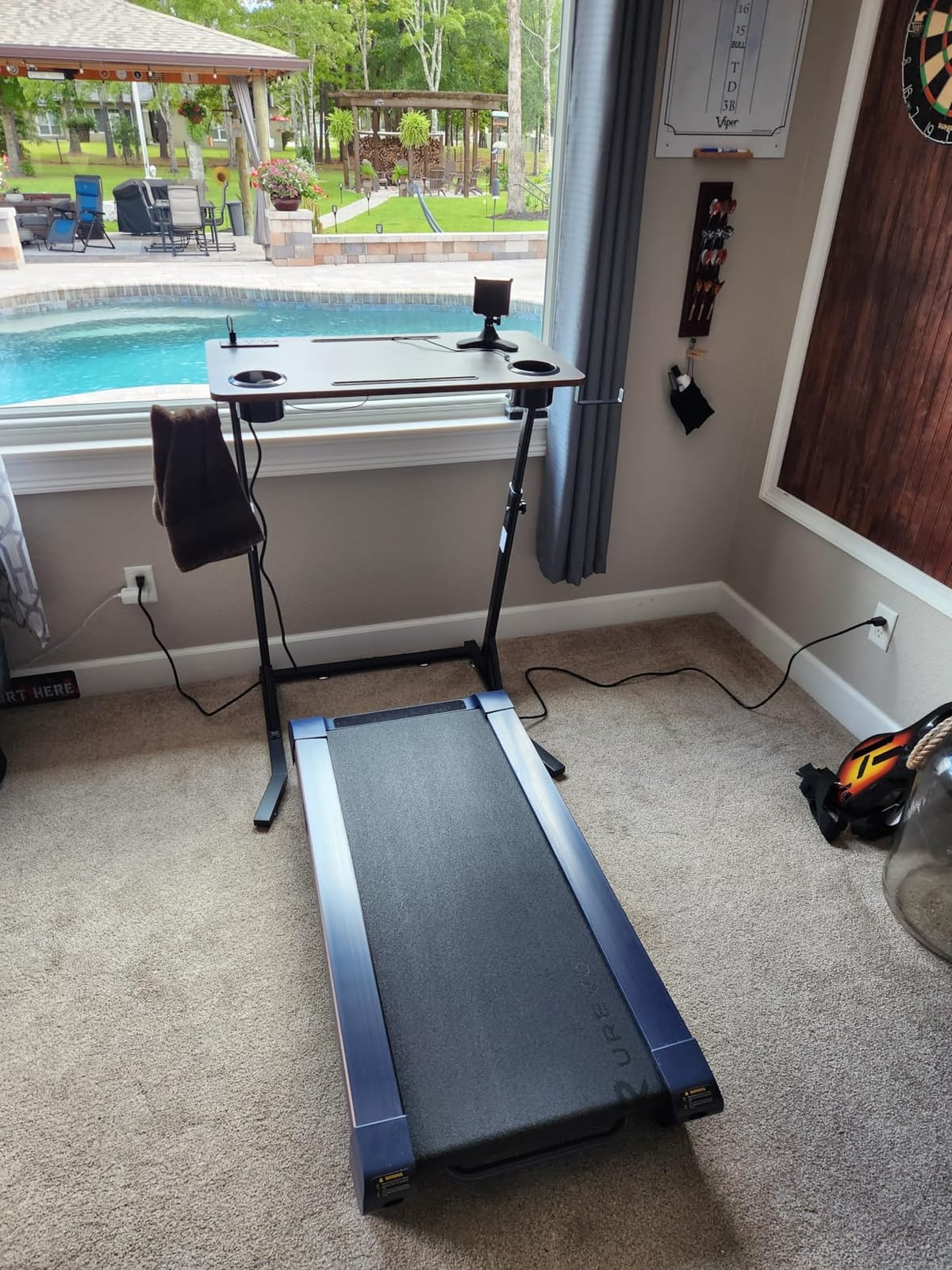 OrigoDeco Indoor Cycling Desk, Adjustable Standing Desk for Walking Pad, Bike Trainer Desk with Power Socket, for Indoor Cycling Treadmill & Office Use, Exercise While Working or Watching TV customer photo 2