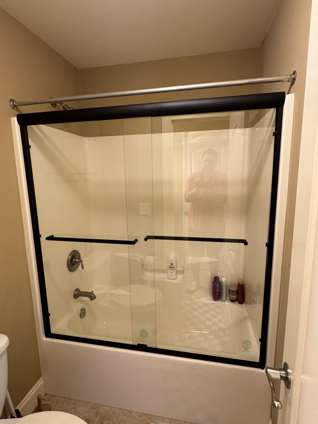 Double Sliding Glass Shower Door, 56–60 in W x 72 in H, Chrome Aluminum Frame, 1/4 in(6mm) High-Strength Tempered Glass Shower Door, for Walk-in Showers customer photo 1