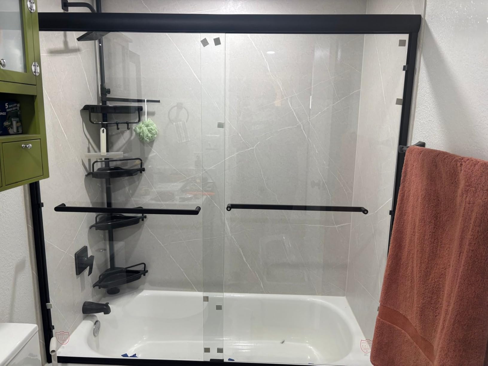 Double Sliding Glass Shower Door, 56–60 in W x 72 in H, Chrome Aluminum Frame, 1/4 in(6mm) High-Strength Tempered Glass Shower Door, for Walk-in Showers customer photo 2